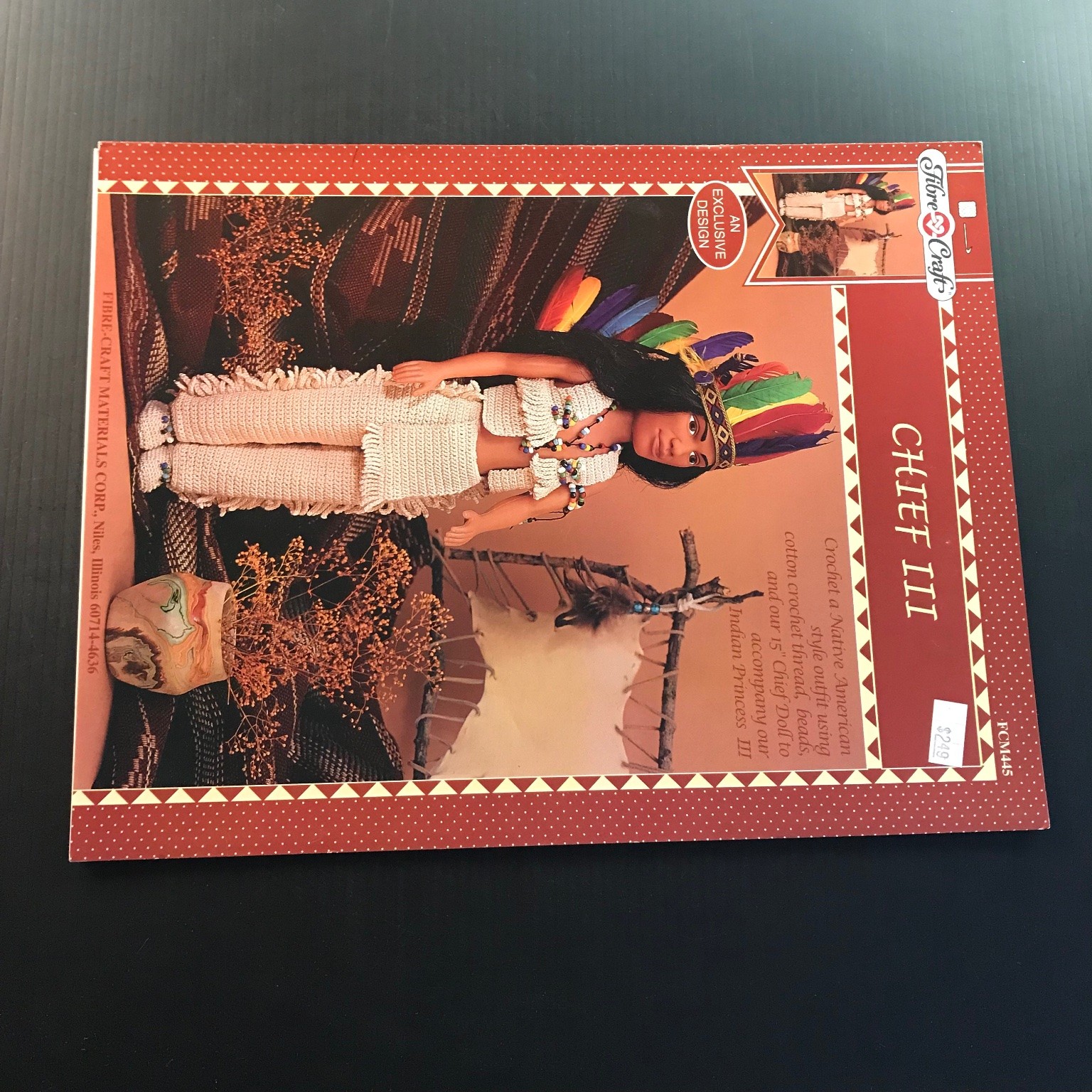 Fibre-Craft CHIEF III Crochet Pattern FCM445 Native American Doll Outfit