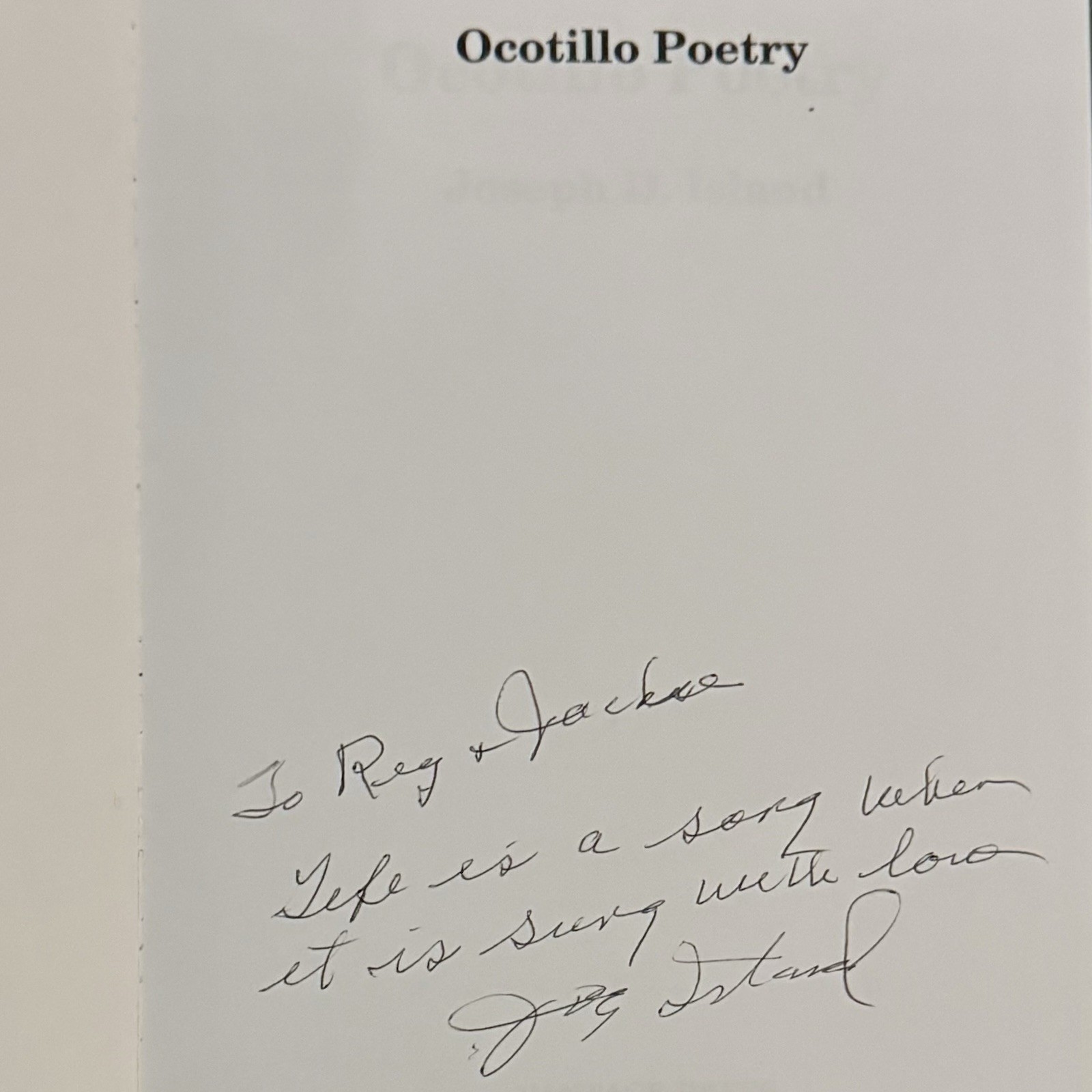 Ocotillo Poetry Joseph D. Island 1998 First Edition 9780533123735 HTF Rare