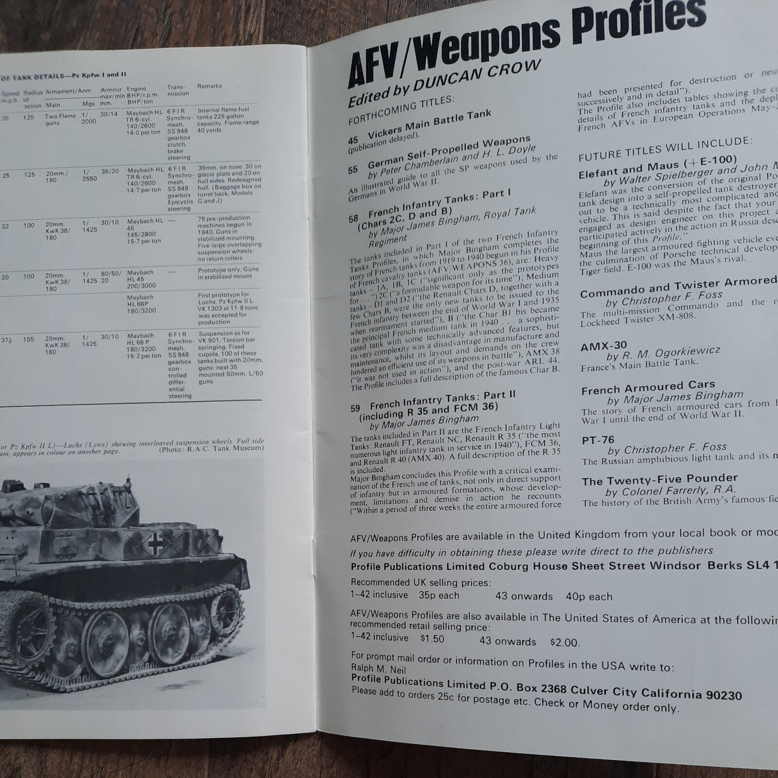Profile AFV Weapons 15 Panzerkampfwagen 1 & 2 Paperback Book Major-General NW