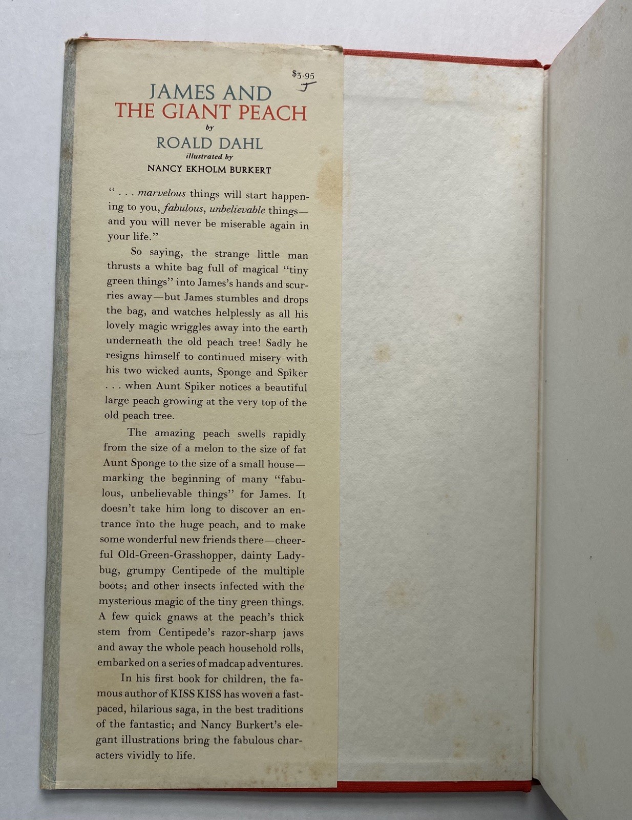 James and the Giant Peach ~ Roald Dahl 1961 Early Printing ~ Hardcover With DJ