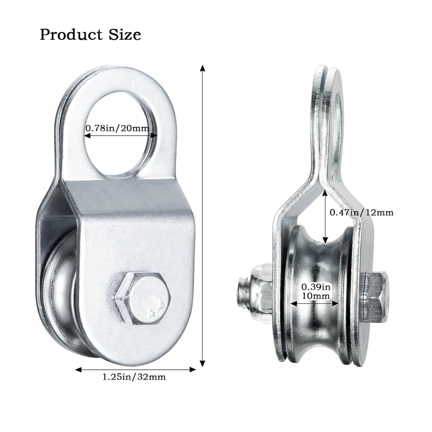 Cable Pulley 32mm Small Snatch Block for 0.23Inch/6mm Wire Rope, Single…