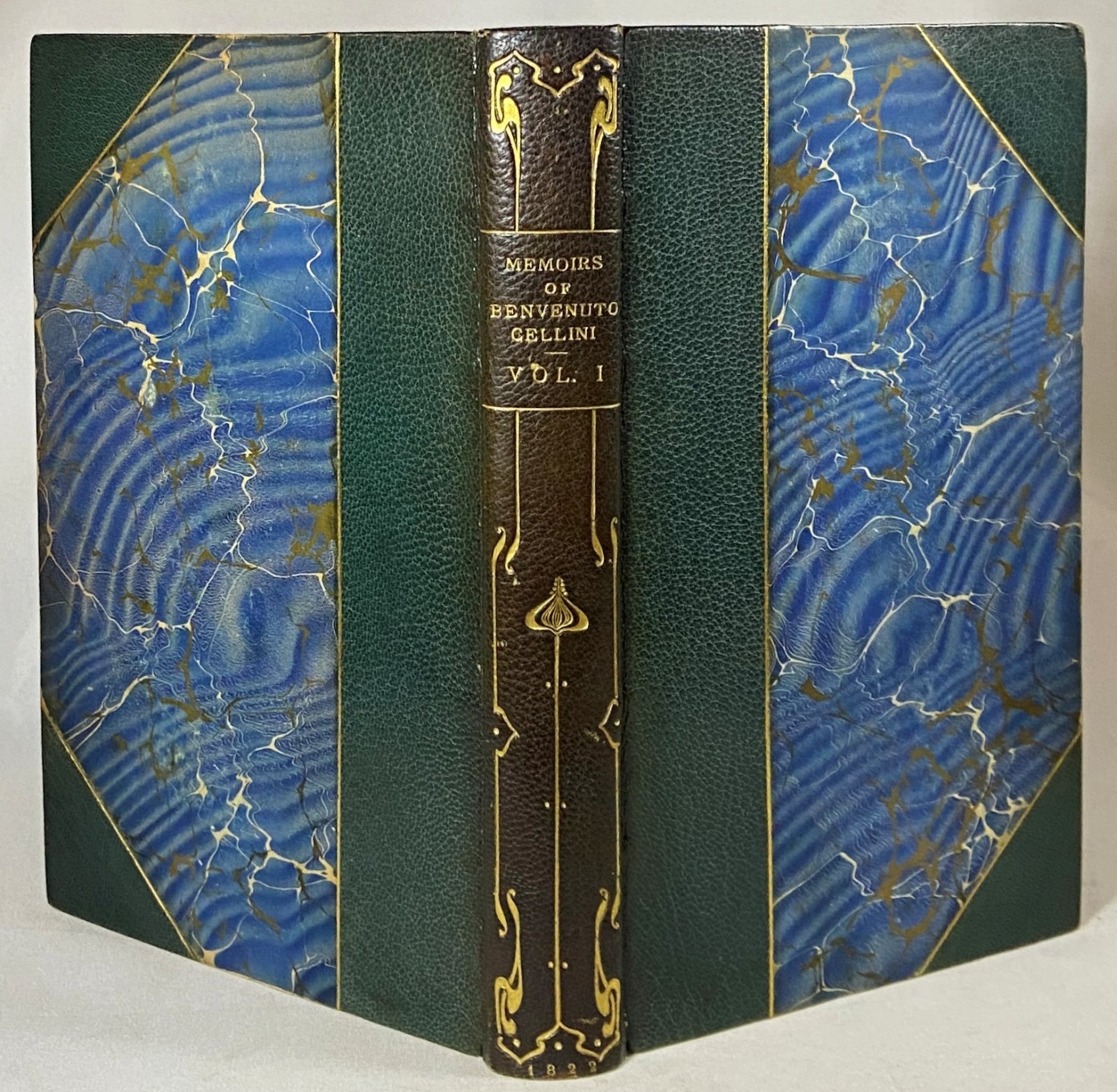 1822 LIFE OF BENVENUTO CELLINI Art Nouveau ZAEHNSDORF BINDING Fine Leather Books