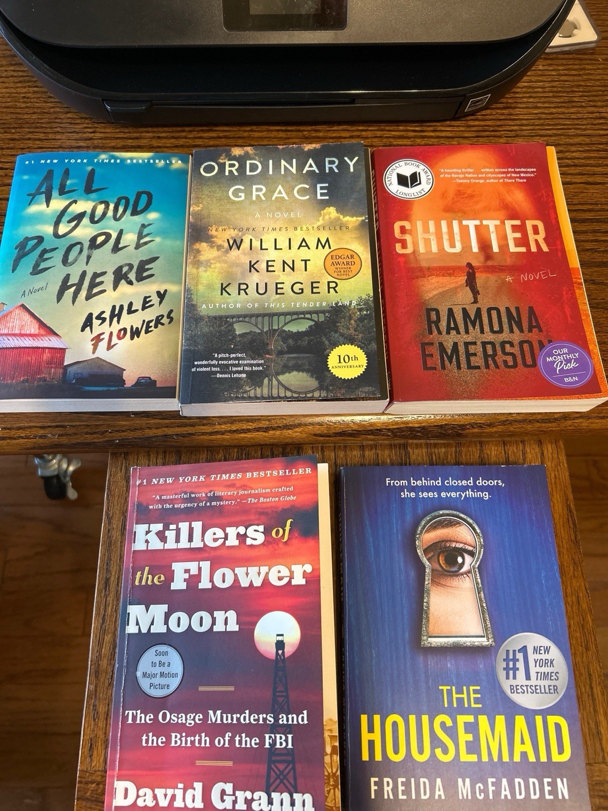 Lot of 5 Bestselling Mystery Thriller Books: Housemaid, Flower Moon, Shutter +