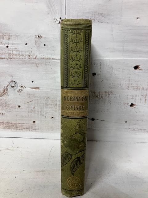 Antique Robinson Crusoe Daniel De Foe HC Book HARD TO FIND COLOR WOW