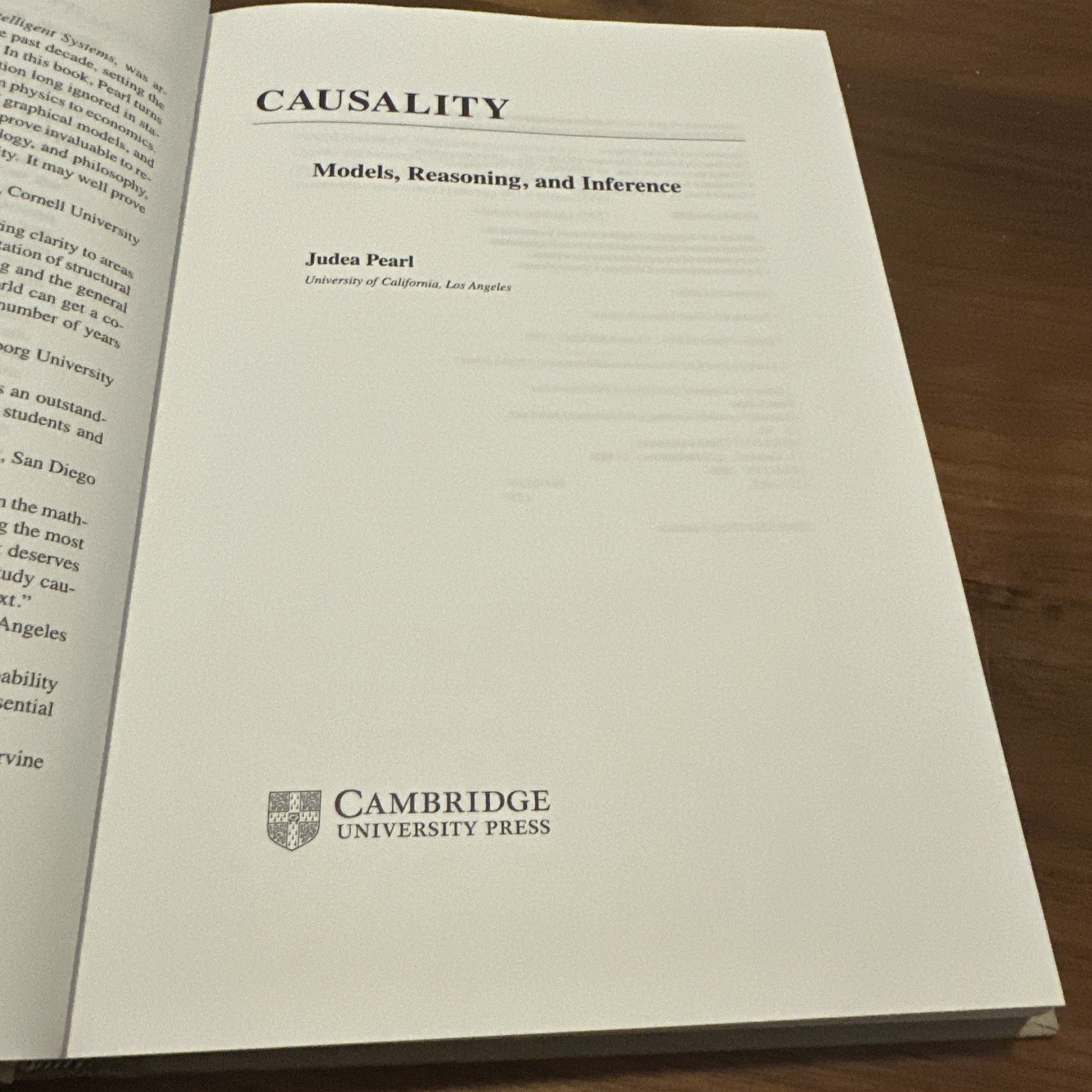 Causality Models, Reasoning, And Inference Judea Pearl 2000 Book