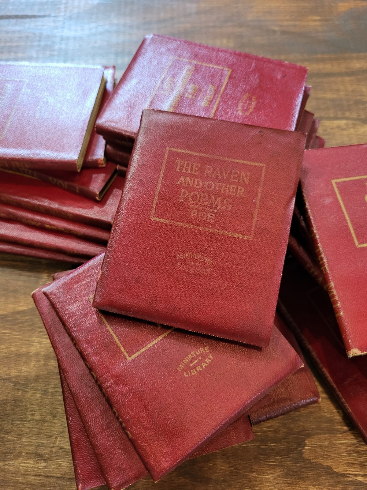 Lot of 66 Vintage 1920s Little Leather Library Miniature Red Books Collection