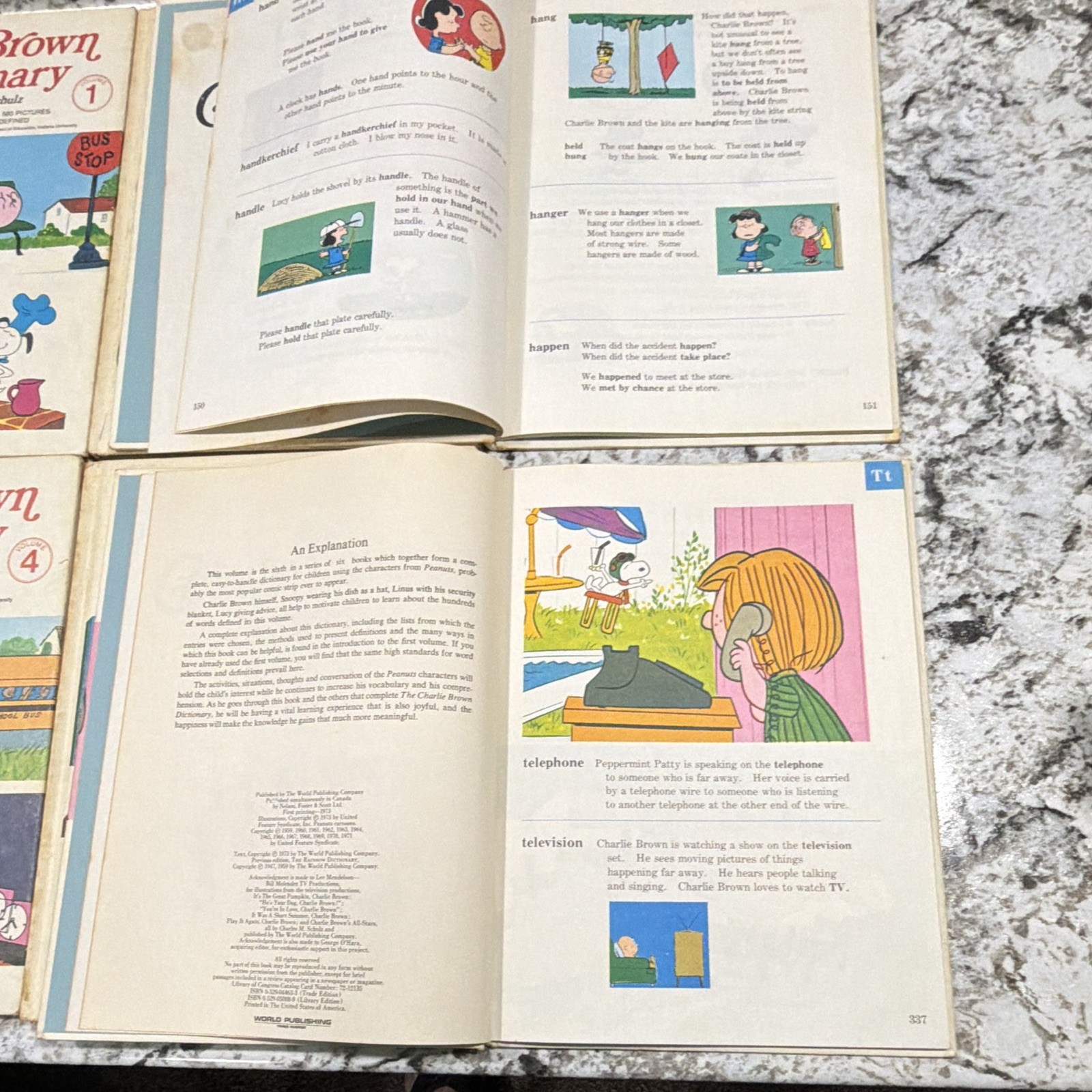 Vintage Charlie Brown Dictionary Complete Set 1-6 Peanuts Charles M. Schulz Educ