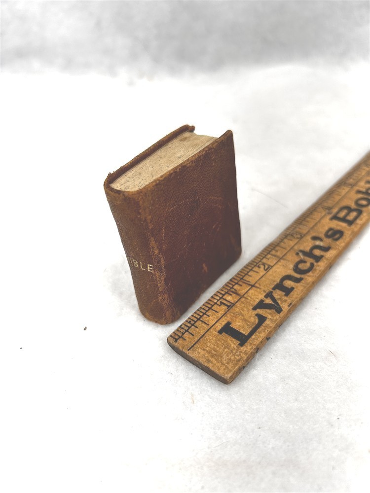 antique 1851 miniature book leather 2 x 2 History of the Bible 23 illustrations