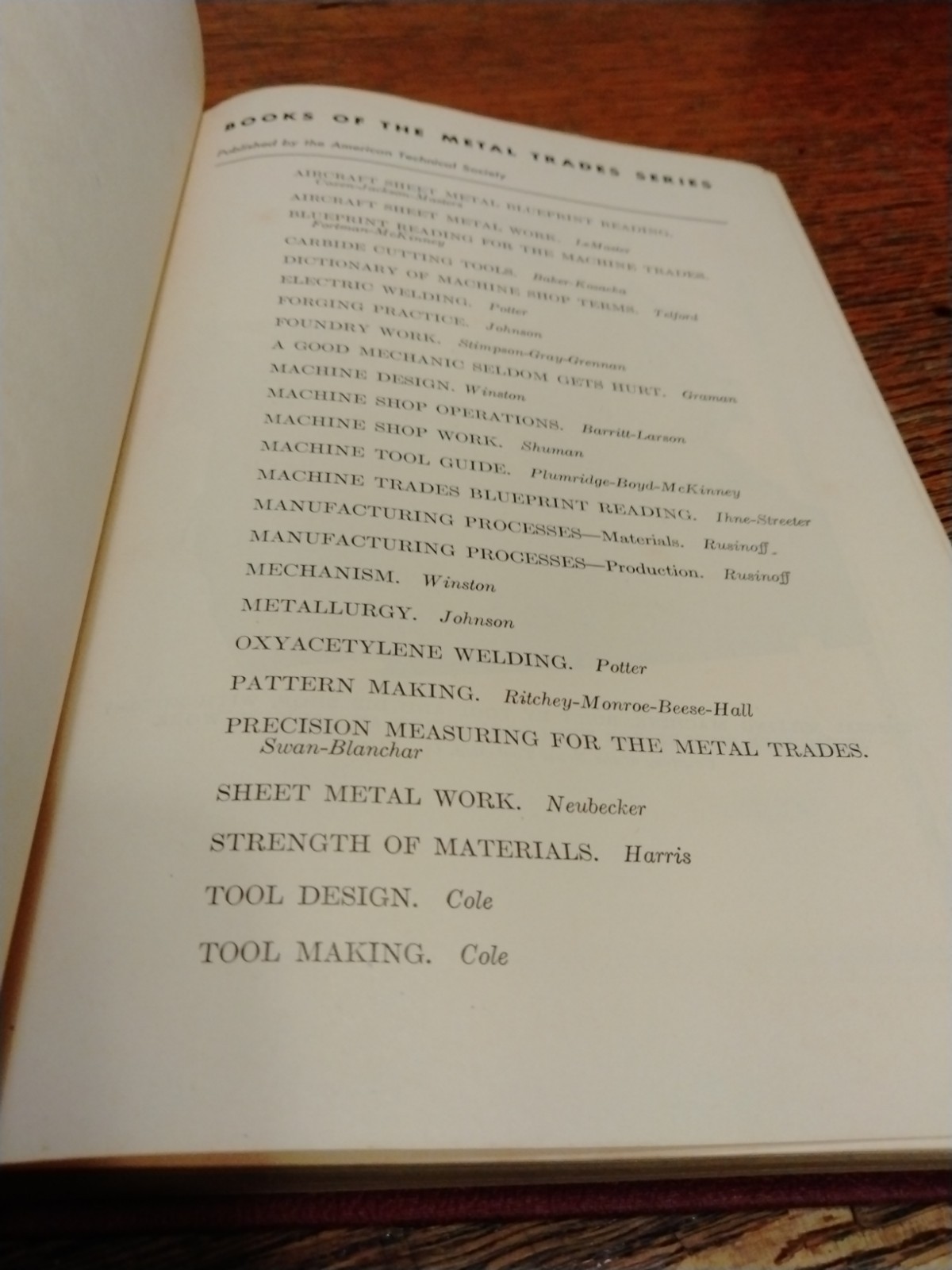 VTG – Tool Making by Charles Cole 1951 HC