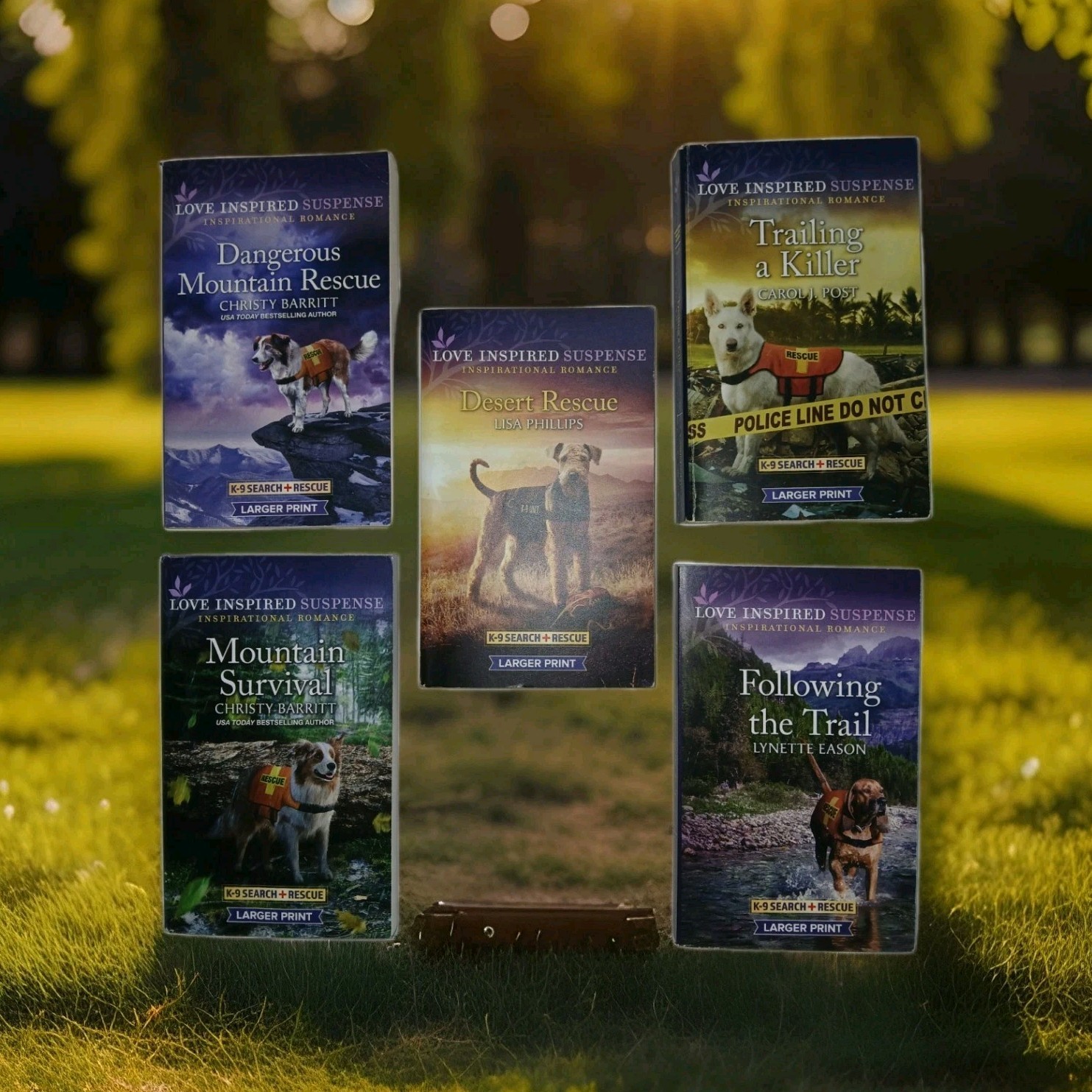 Love Inspired K-9 Search + Rescue Large Print Paperback Lot of 5 Suspense