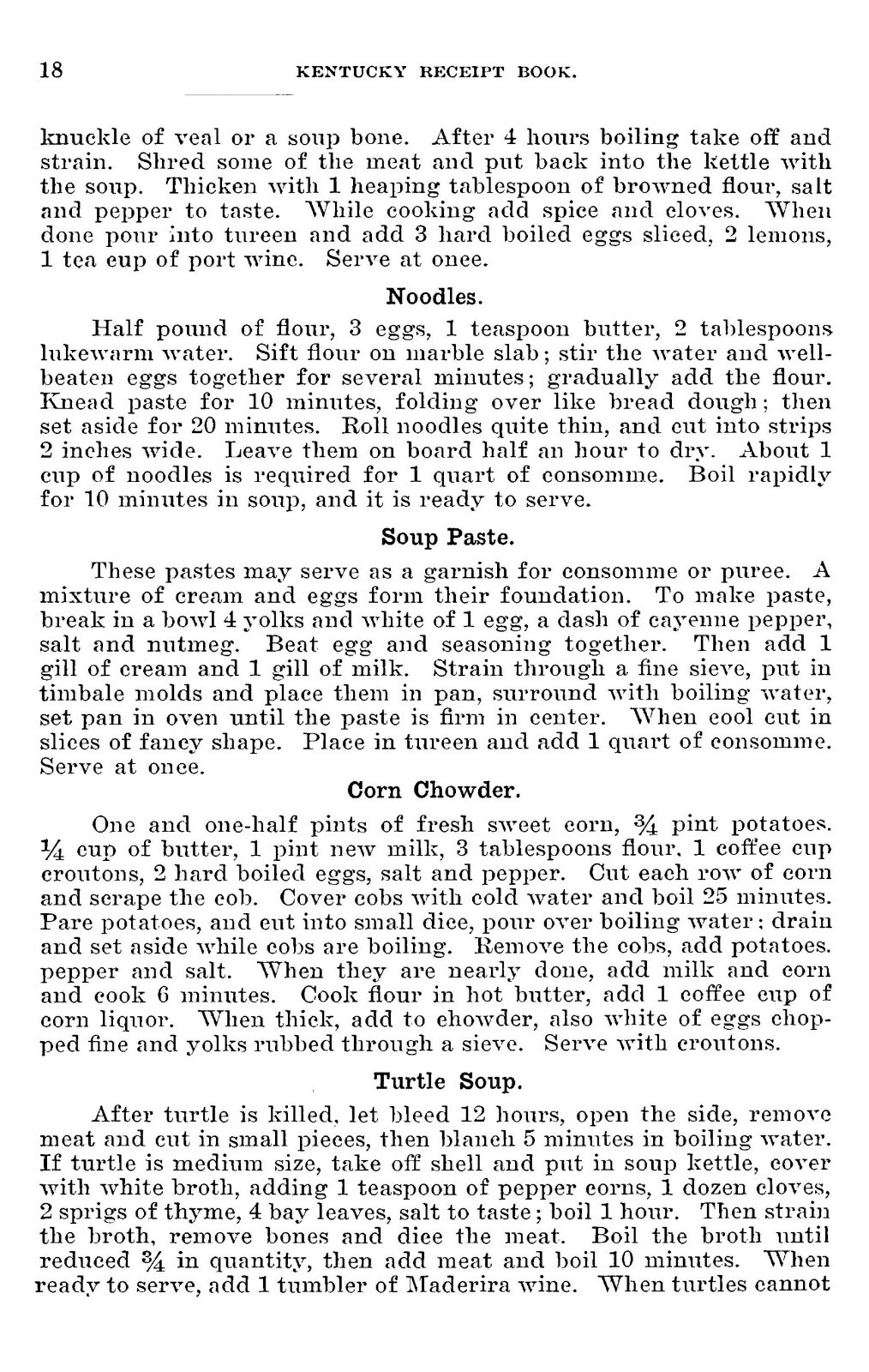 1903 Kentucky Receipt Cook Book 364 Pages