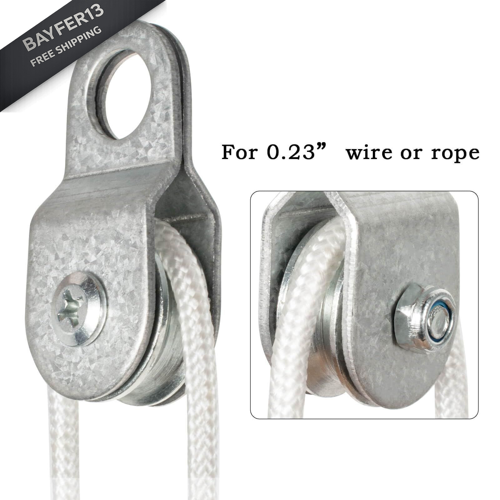 SHINICO 4 Pack Small Snatch Cable Pulley Block for 6mm / 0.23 Inch Wire…