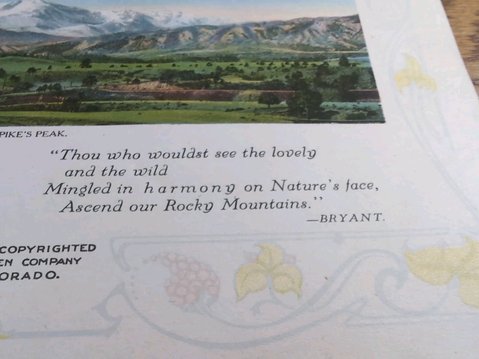 The Pike’s Peak Region Published By H. H. Tammen Co. Denver CO 10.5″x8.5″x .25″