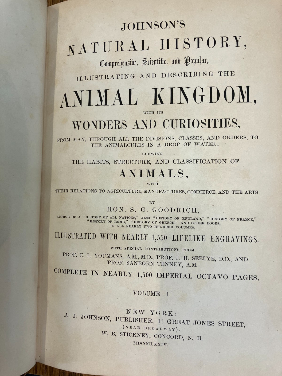 Johnson’s Natural History, Animal Kingdom, Vol. 1&2, by S. G. Goodrich, 1874
