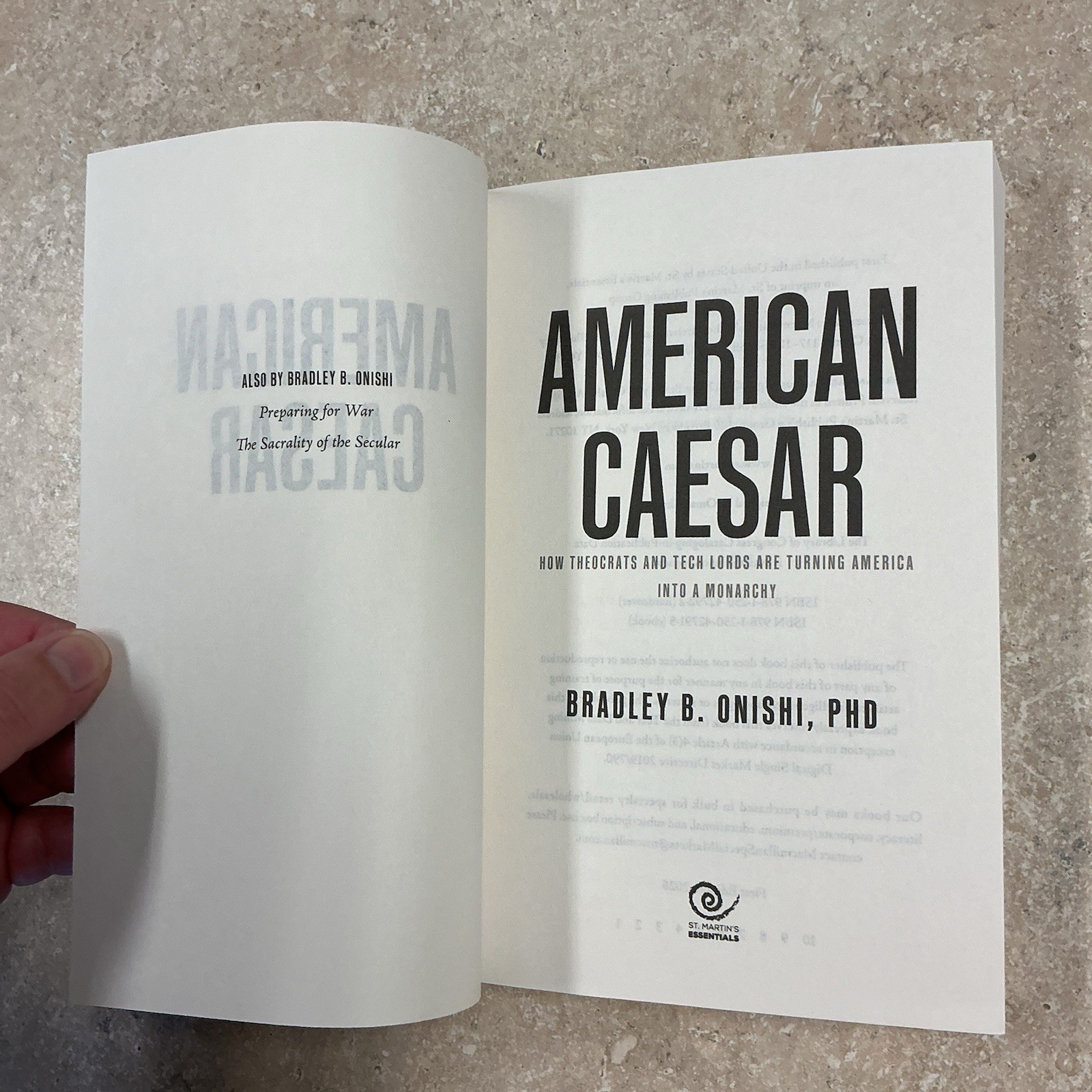 American Caesar Bradley B. Onishi (ARC Book New (9/26) Uncorrected PB