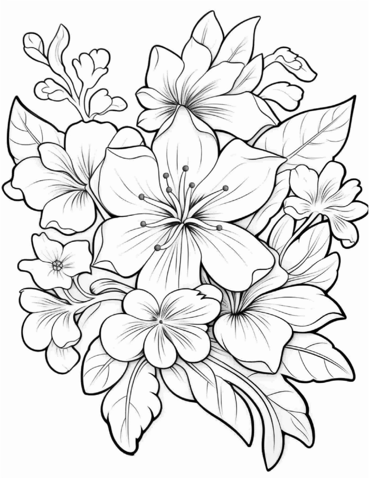 Relaxing Flowers Coloring Book