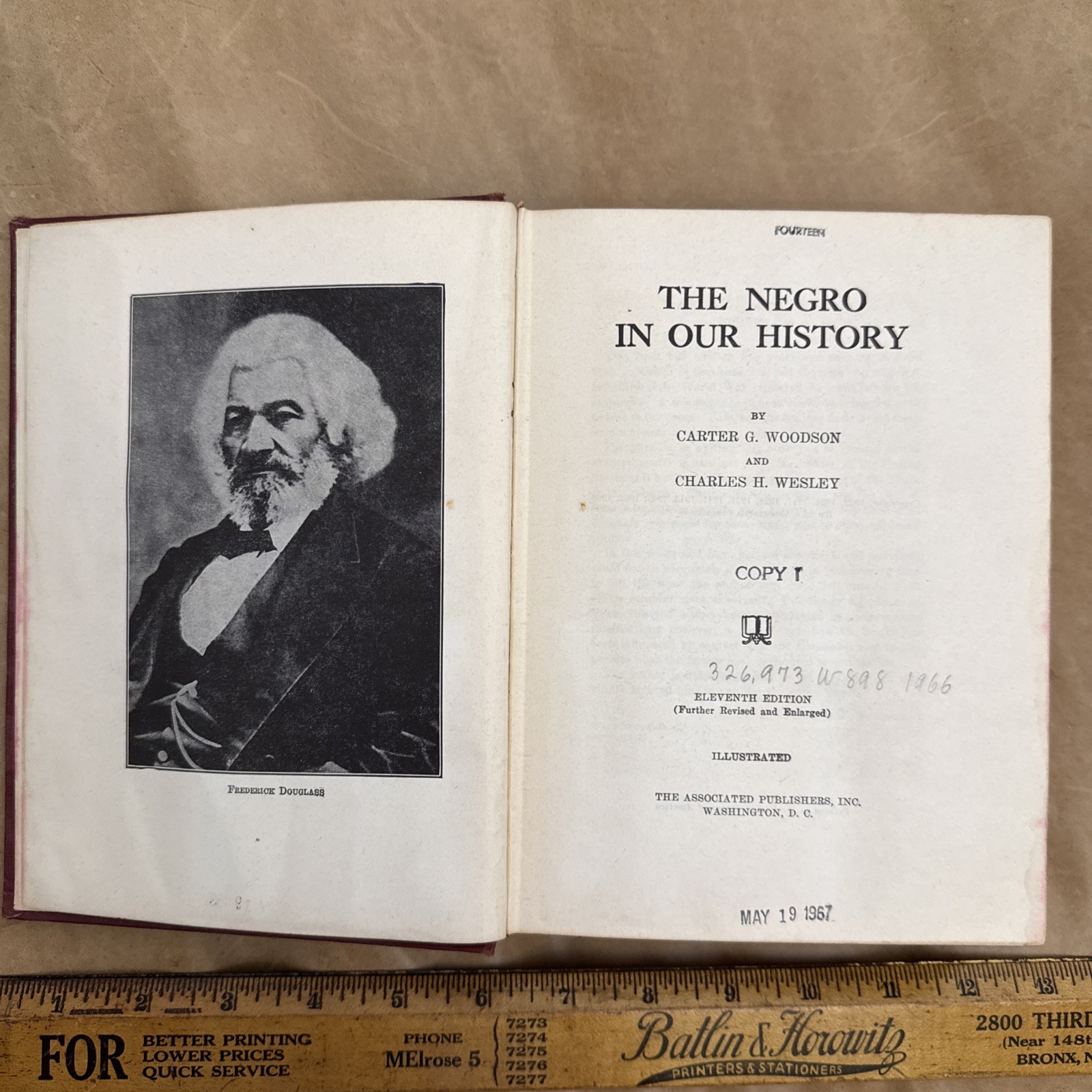 THE NEGRO IN OUR HISTORY 1967 Carter G Woodson 11th. Edition 1966 Vintage HC