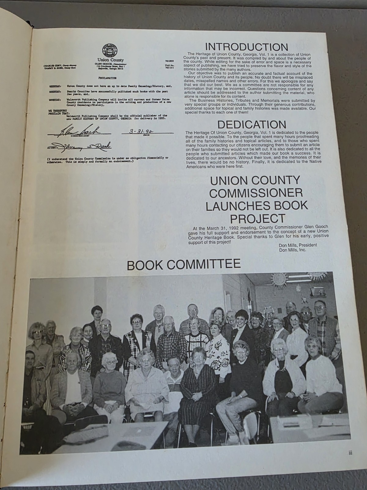 The Heritage of Union County, Georgia – Volume 1 Hardcover 1832-1994 (371 Pages)