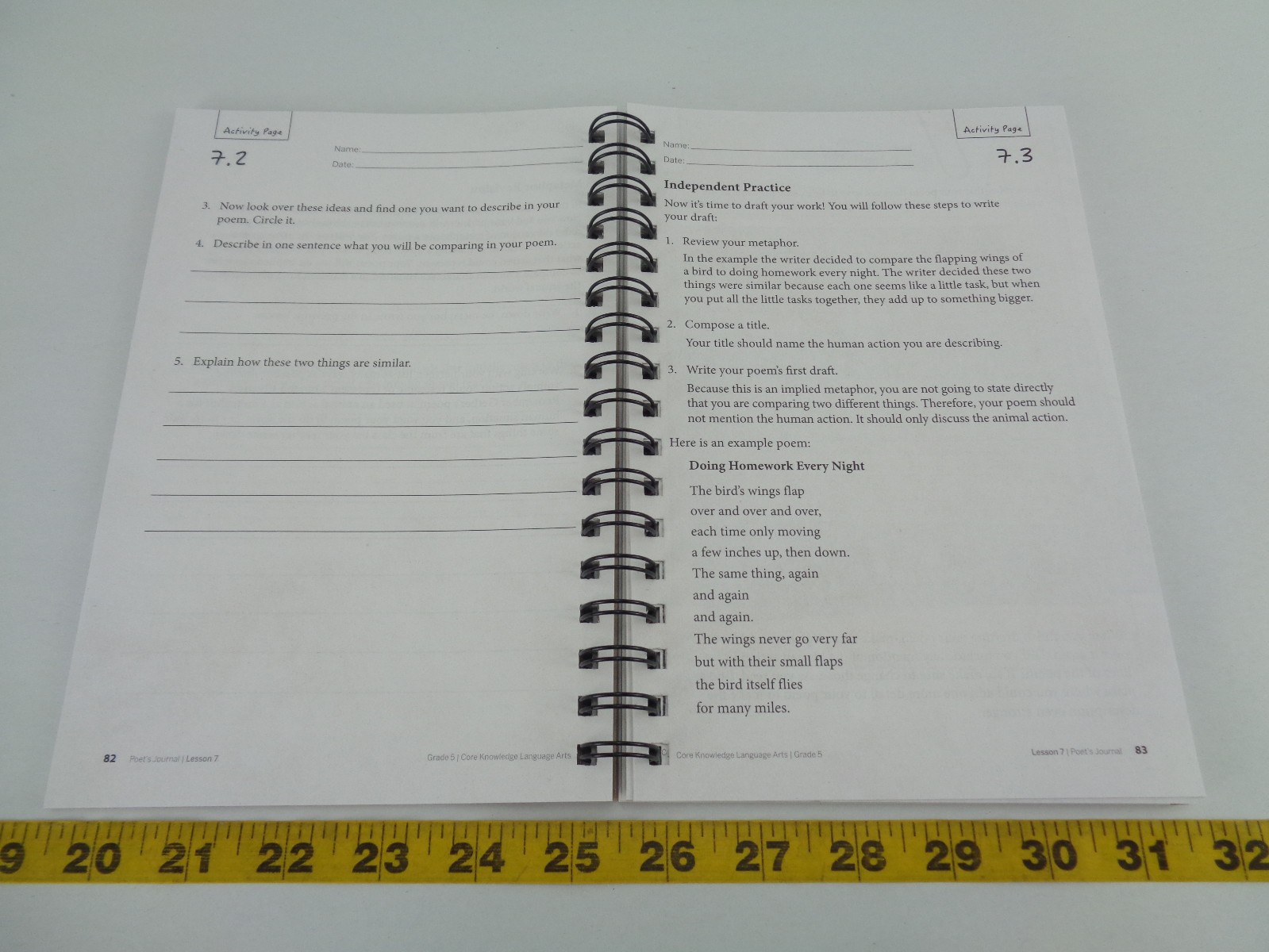 New Amplify Core Knowledge Language Arts Poet’s Journal Grade 5 Unit 3 Book