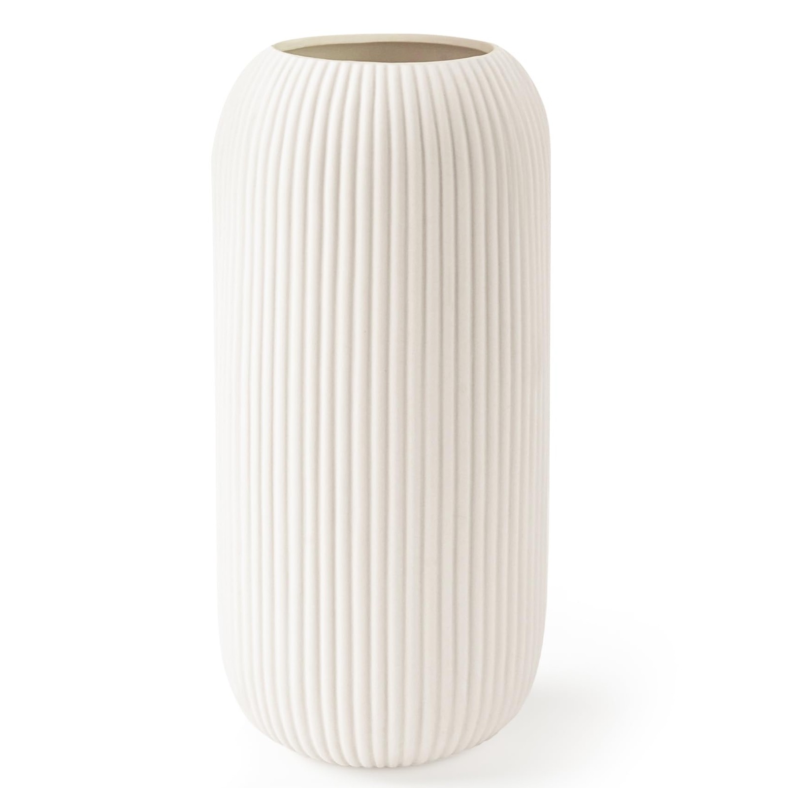 Ceramic Vase for Flowers – Modern Small 8 inches (H) x 3.5 (W), White