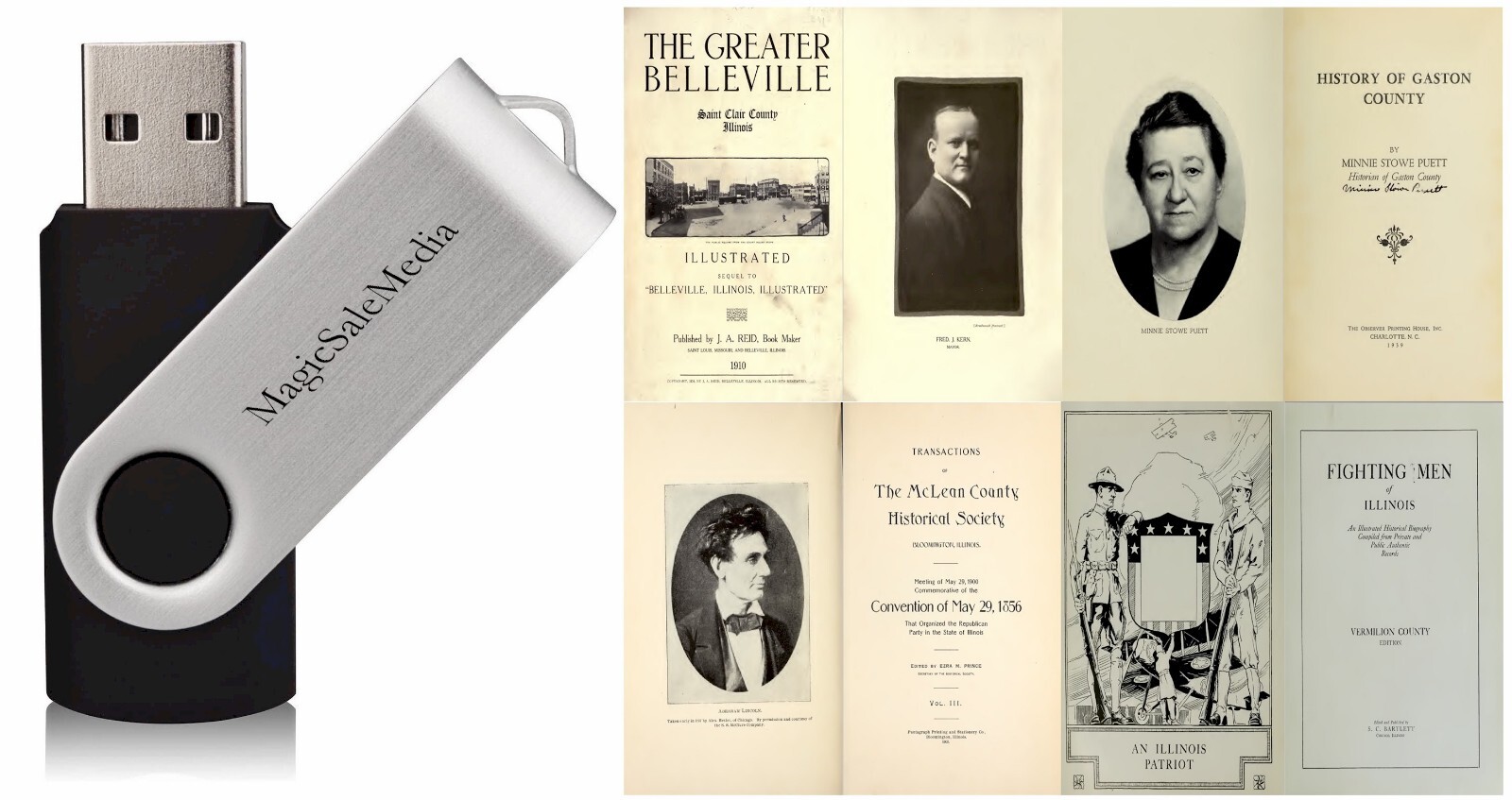 113 Old Books on Illinois History Genealogy Ancestry Family Records V.3 on USB