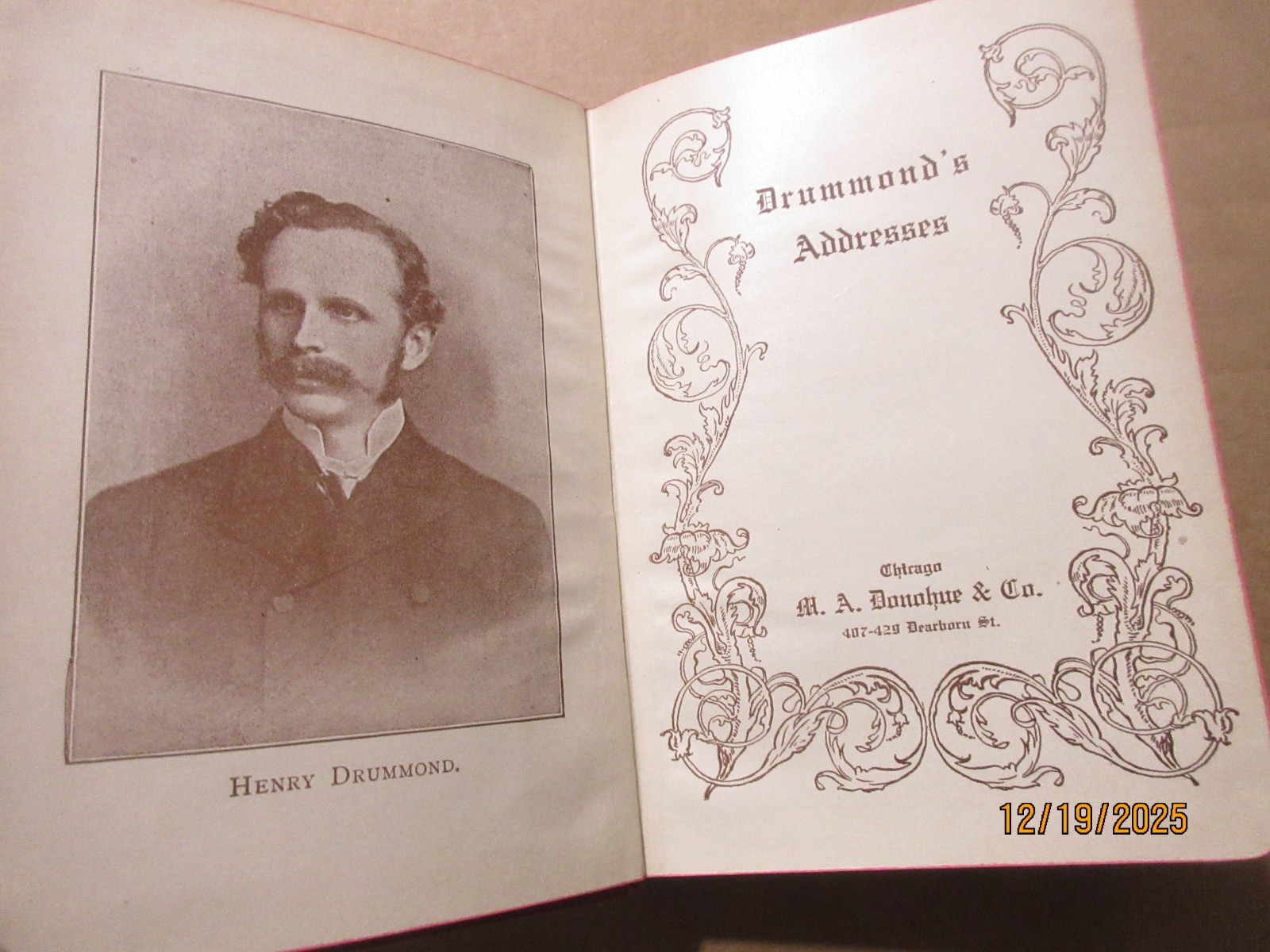 Antique Red Leather Cover w/ Gold Gilt Pages Book Henry Drummond’s Addresses