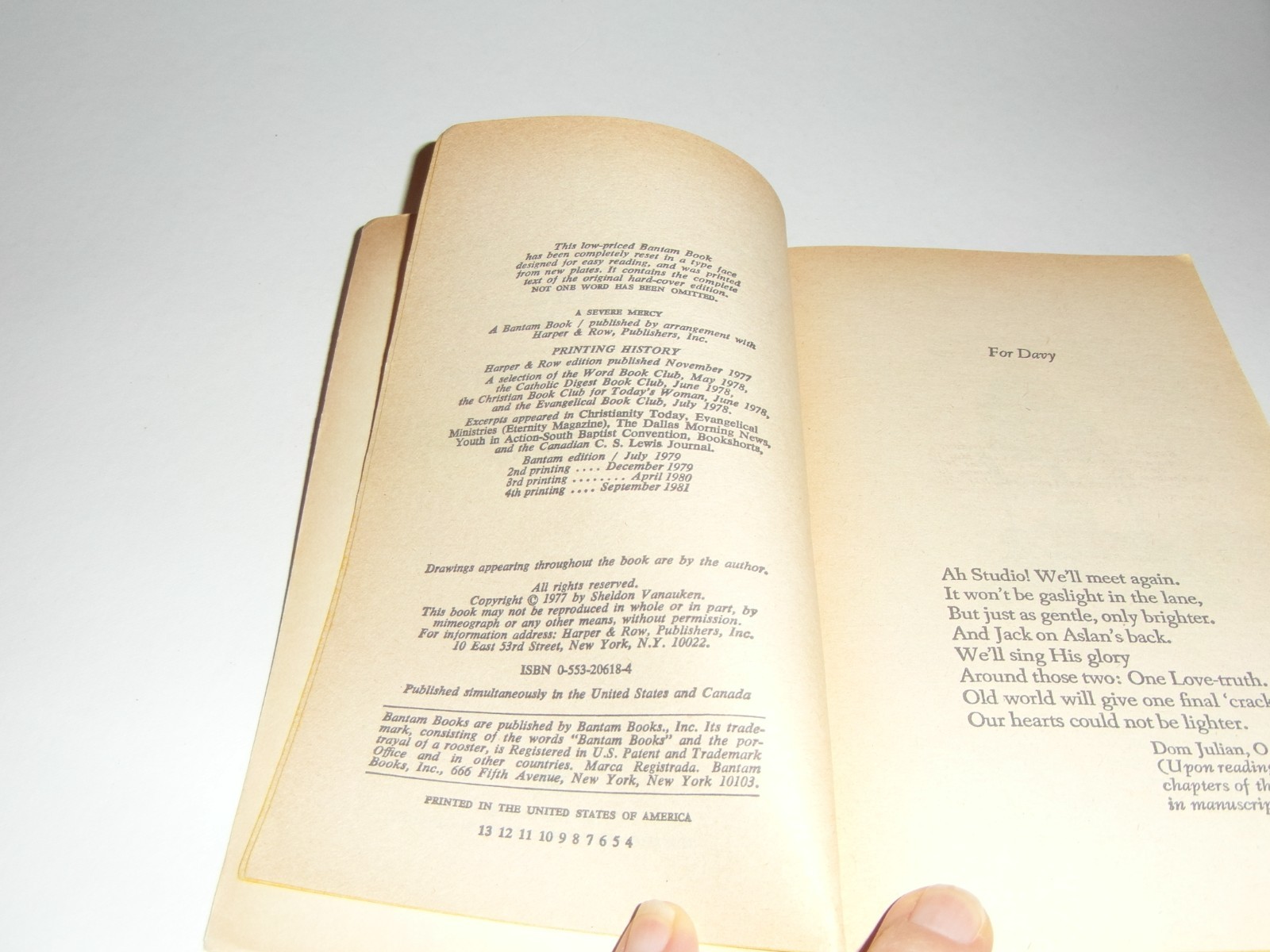 A Severe Mercy by Sheldon Vanauken – 875Y
