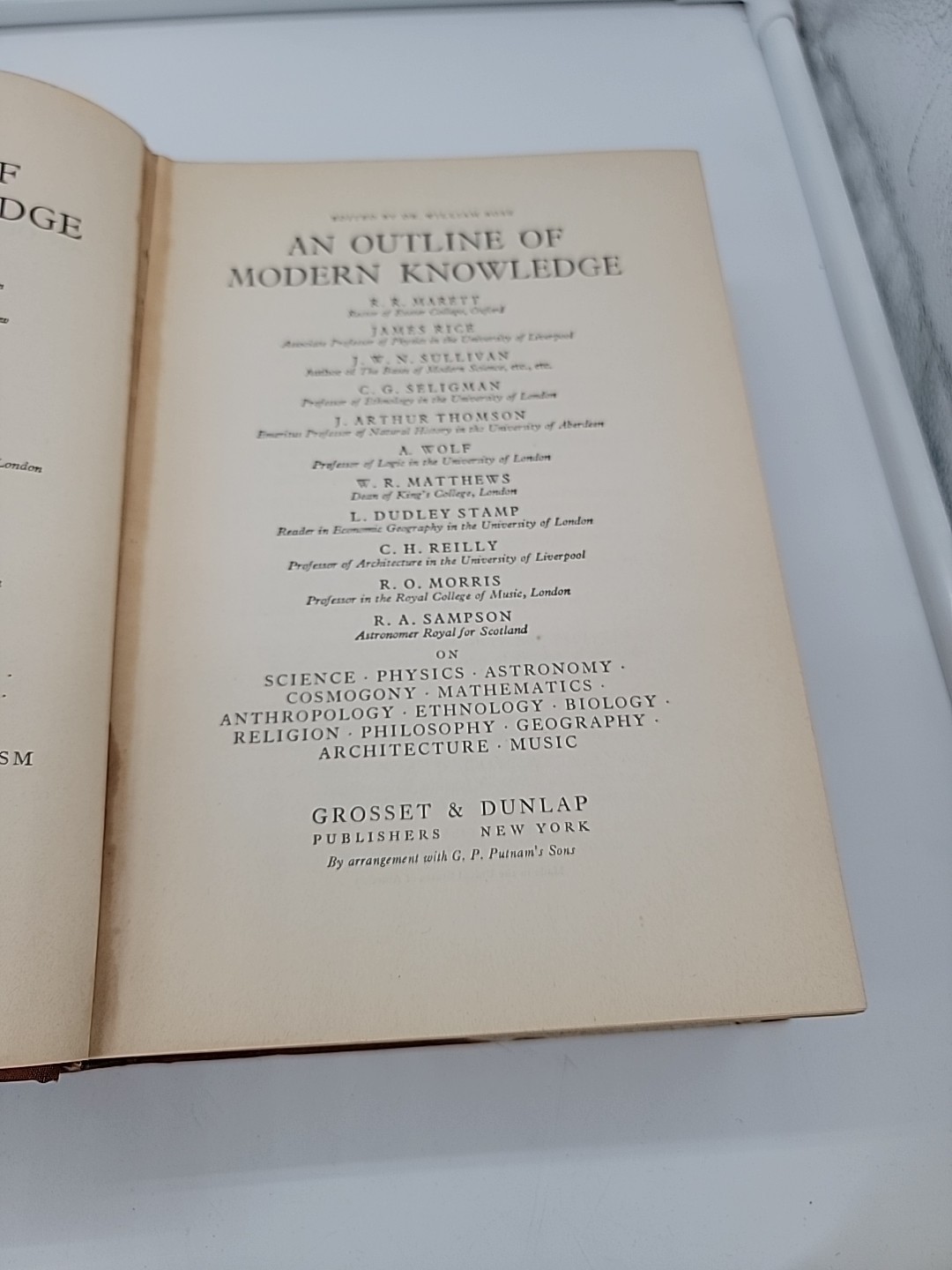An Outline Of Modern Knowledge By William Rose 1120 Page Science Biology Music