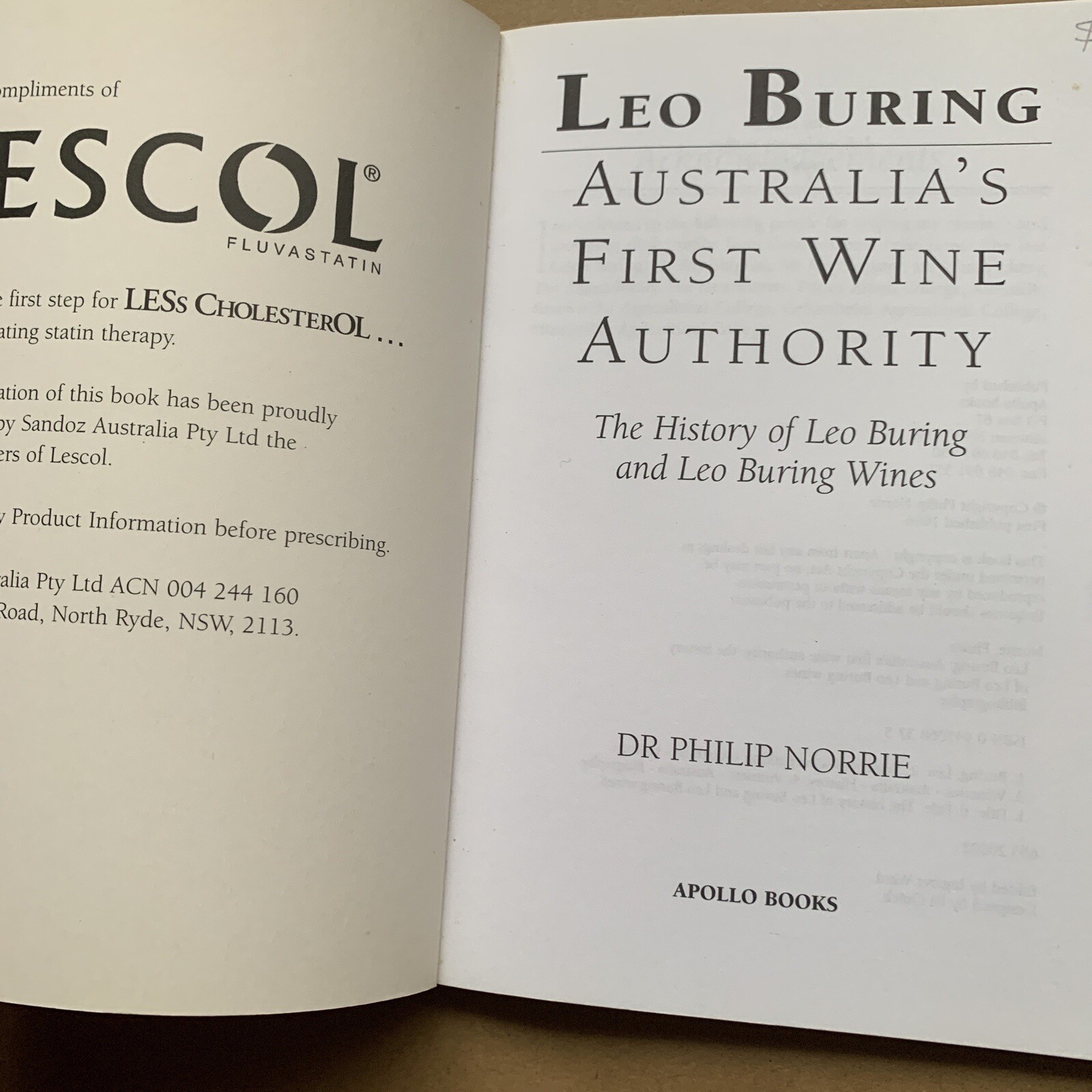 Leo Buring – Australia’s First Wine Authority ; by Philip Norrie – Paperback