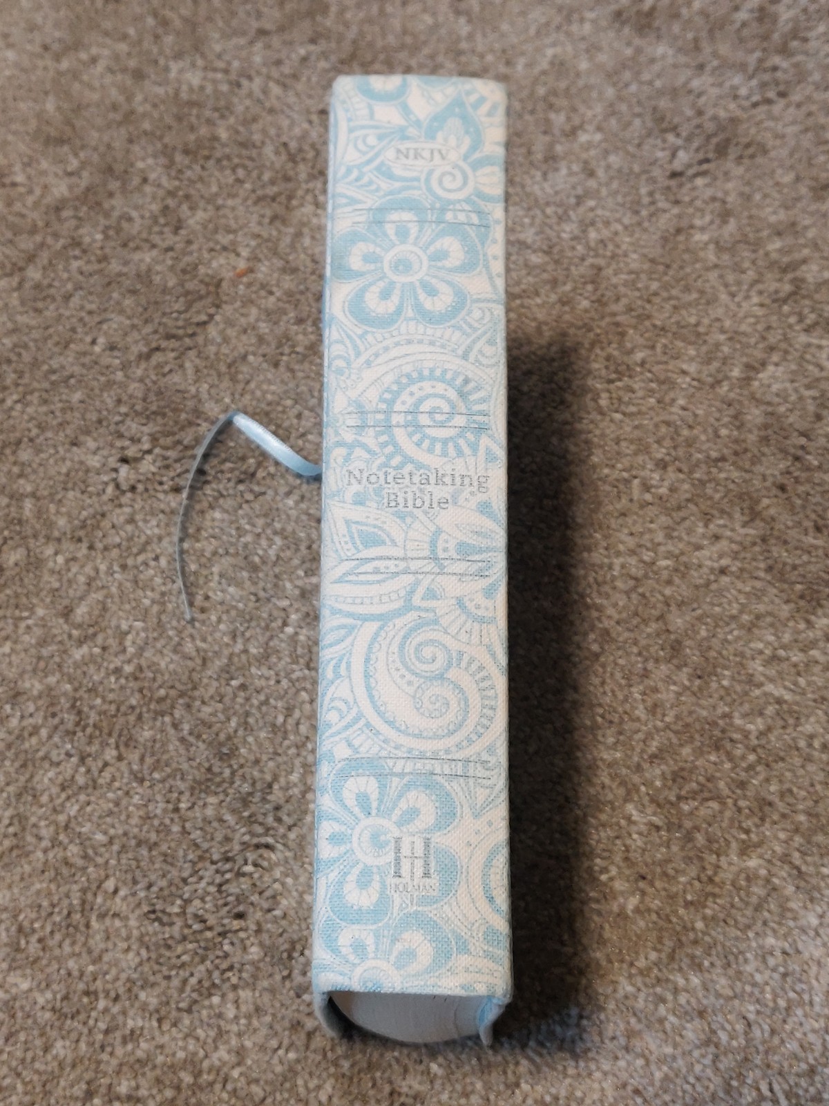 Notetaking Bible NKJV Blue Floral Cloth Board Holman 2015 Journaling Red Letter
