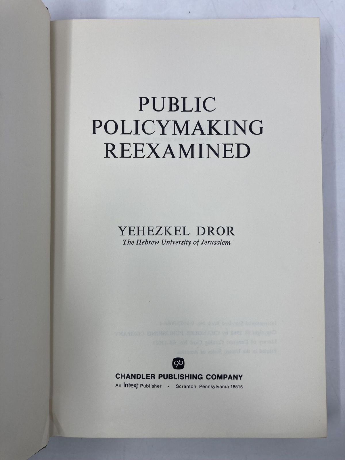 Public Policymaking Reexamined by First 1st Edition VG PB