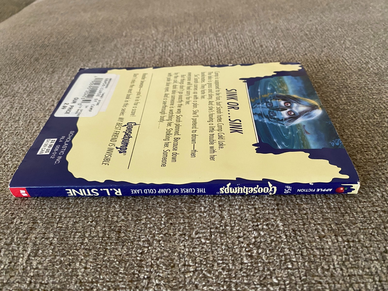 LN 1st print Goosebumps #56 The Curse of Camp Cold Lake w/att bookmark & cards