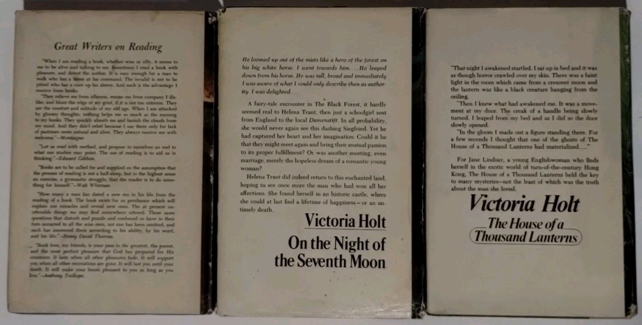 VICTORIA HOLT 3 Book Hardcover Lot Romance, Suspence; HCDJ, Bride of Pendorric..