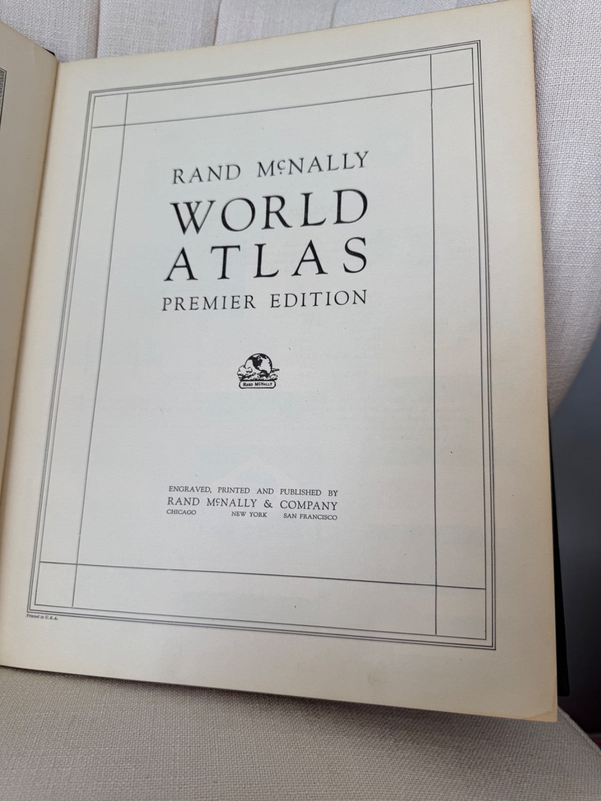 AS IS** Rand McNally WORLD ATLAS Premier Edition LARGE book maps charts vintage