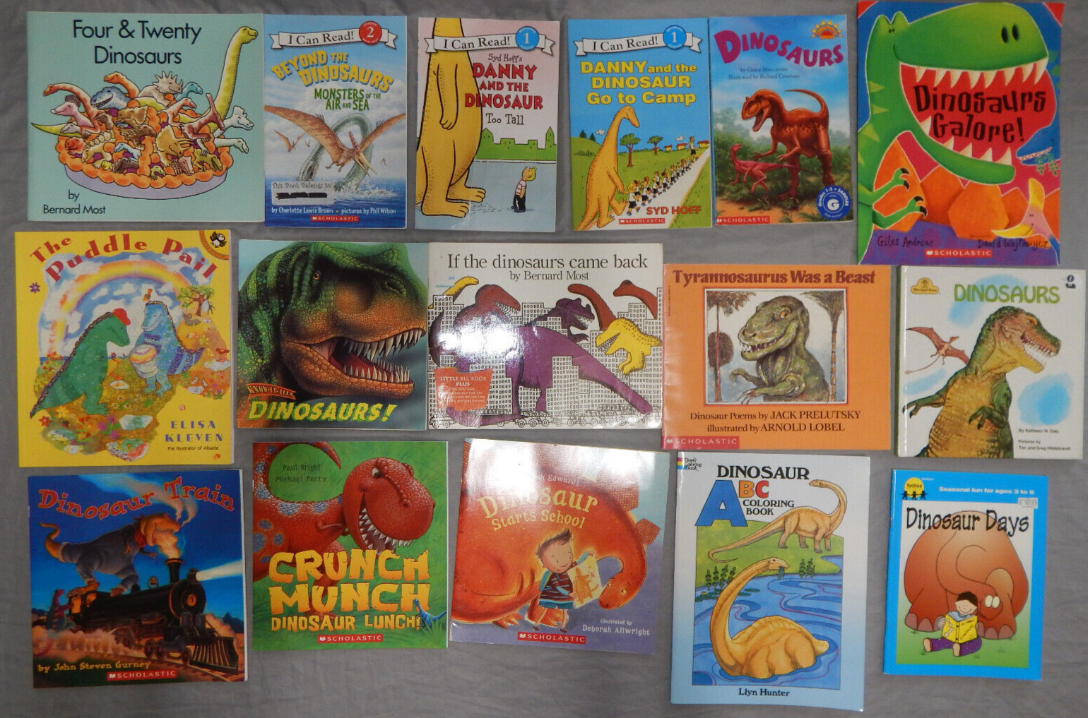 16 kids books DINOSAURS THEMED bulk lot danny crunch munch train galore t-rex