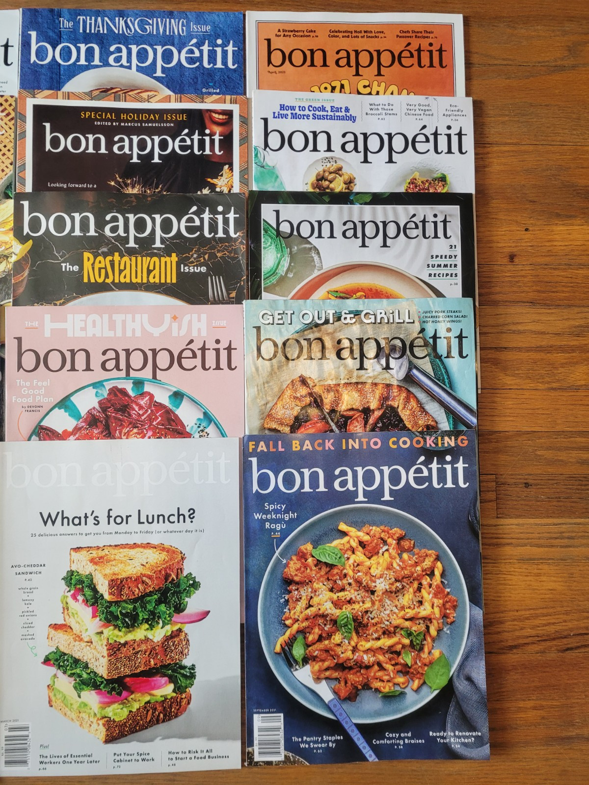 Lot Of 20 Bon Appetit Magazines 11/2019 to 09/2021 Travel Holiday Food Cooking