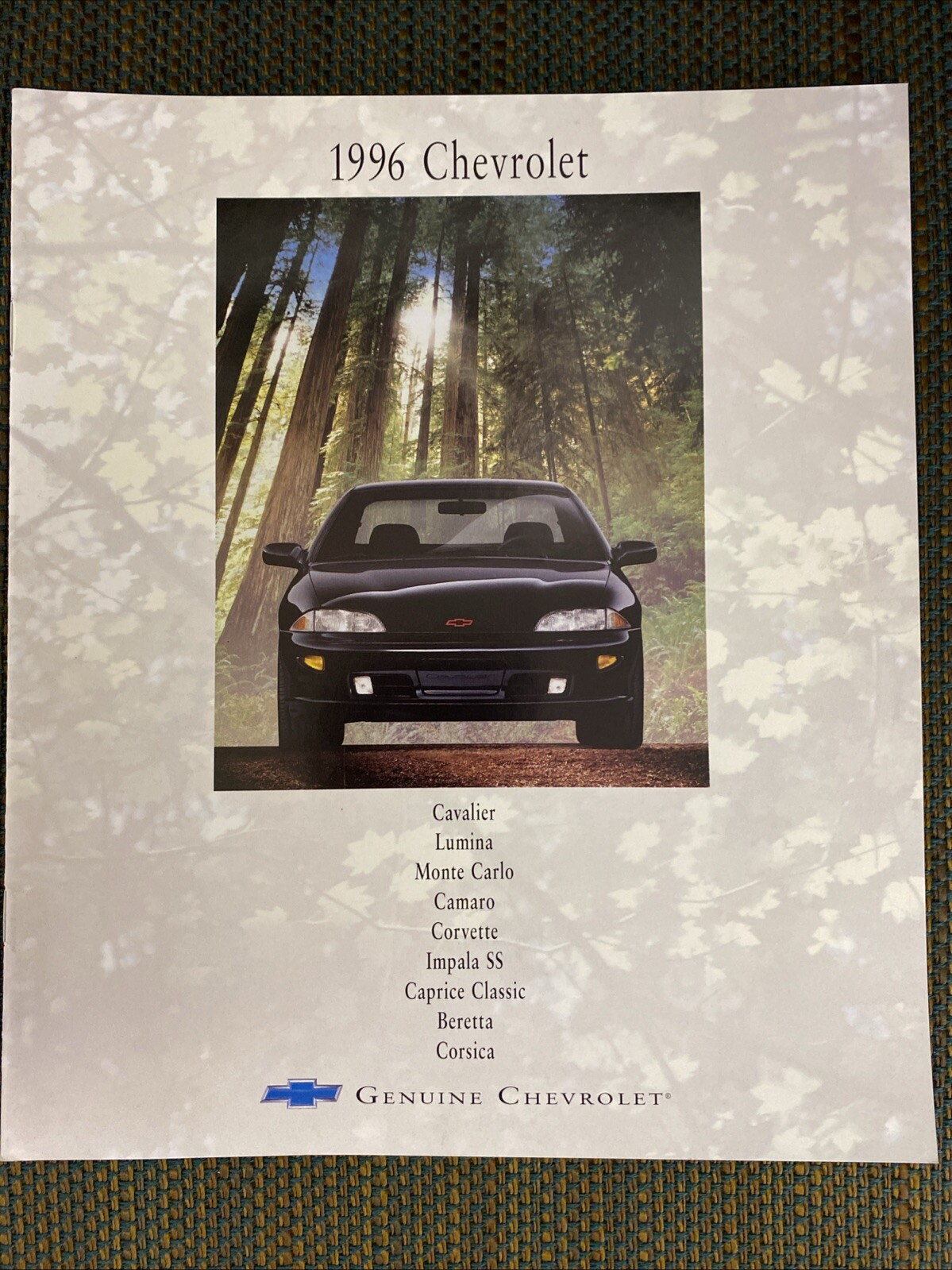 1996 Chevrolet Brochure/Pamphlet : Cavalier, Lumina, Monte Carlo, Camaro, Corvet