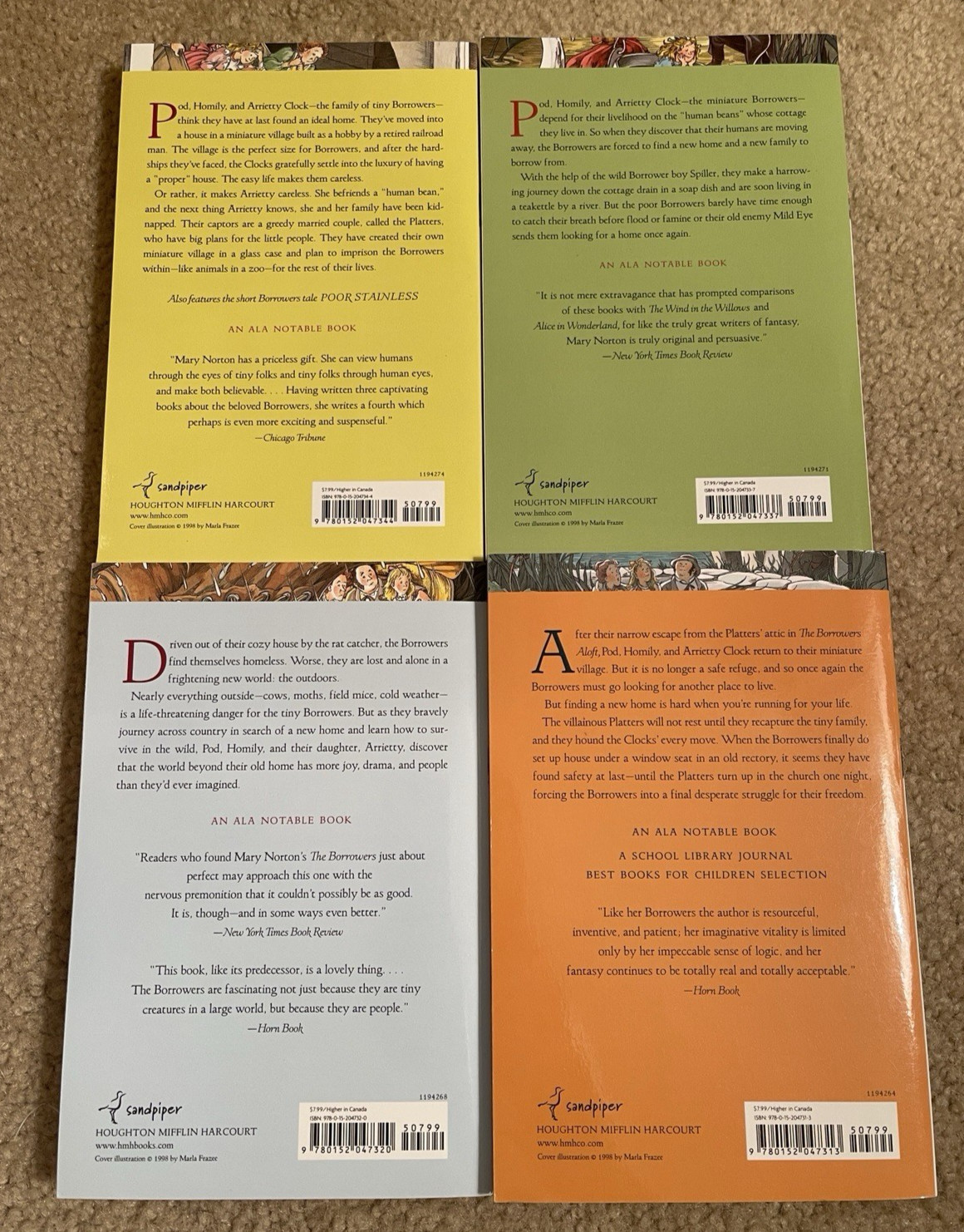 The Borrowers Paperback Book Lot Of 4 Adventures By Mary Norton Kid Book Set