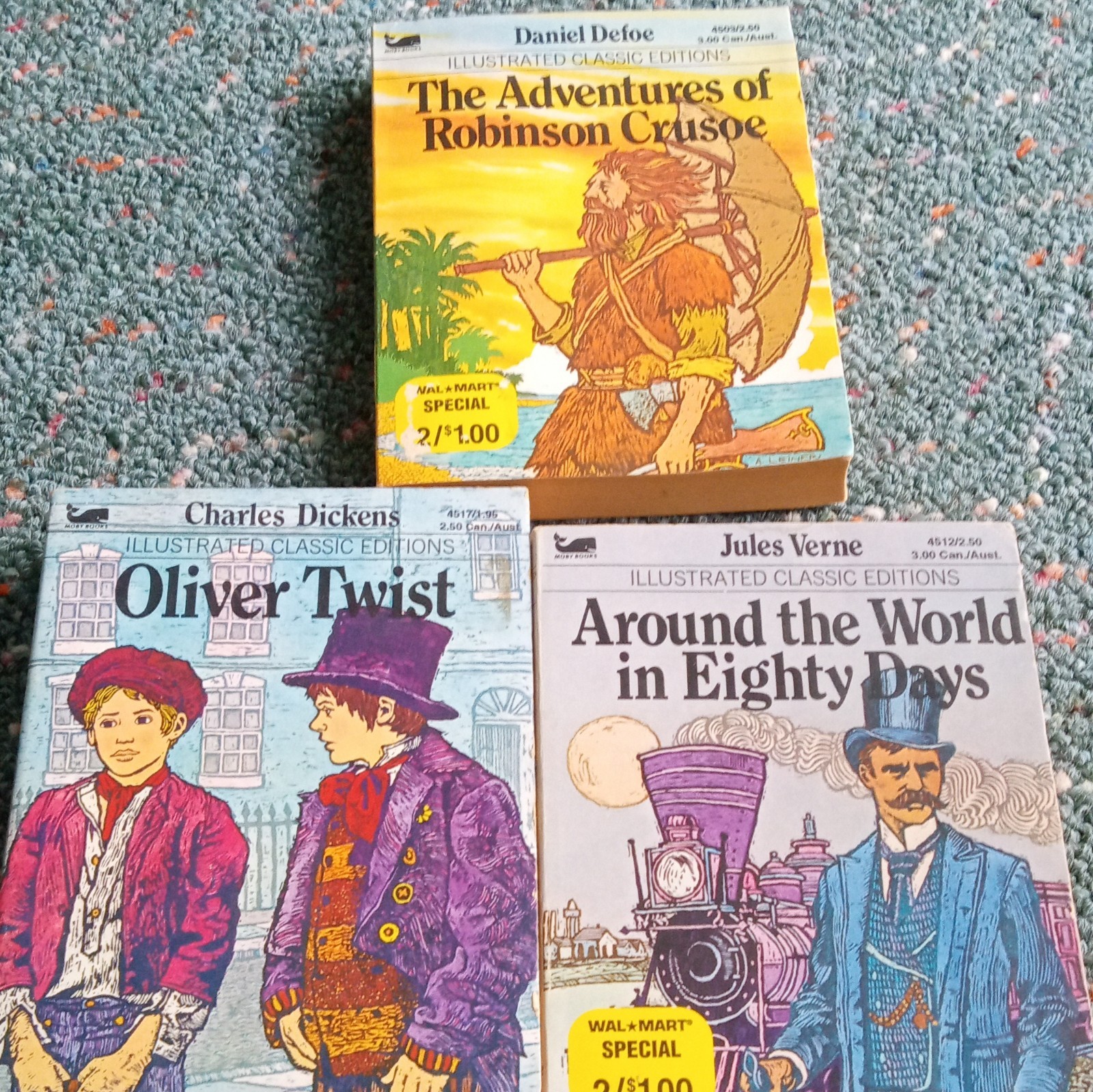 Illustrated Classic Editions 5-Book Illustrated Paperback Lot Robinson Crusoe +