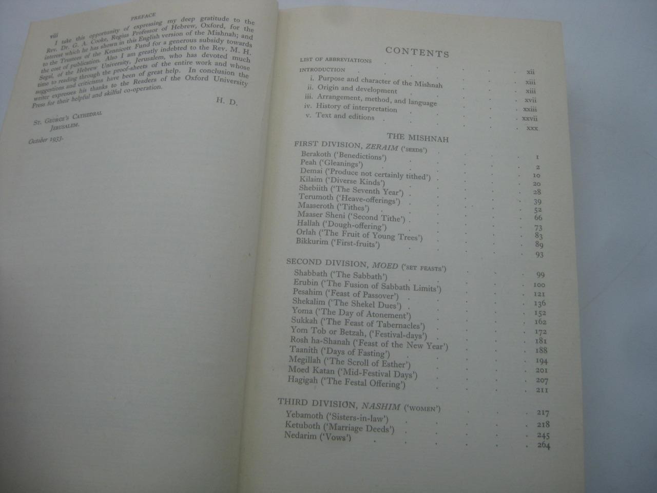 The Mishnah, Translated from the Hebrew COMPLETE in ENGLISH by Danby