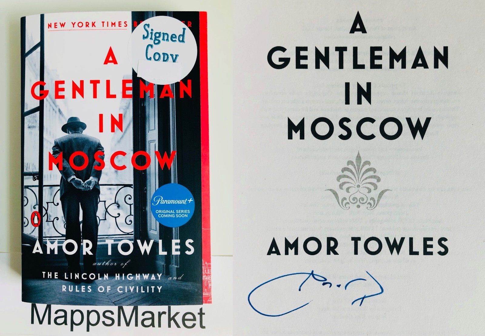 SIGNED A Gentleman in Moscow by Amor Towles (2019, Trade Paperback)