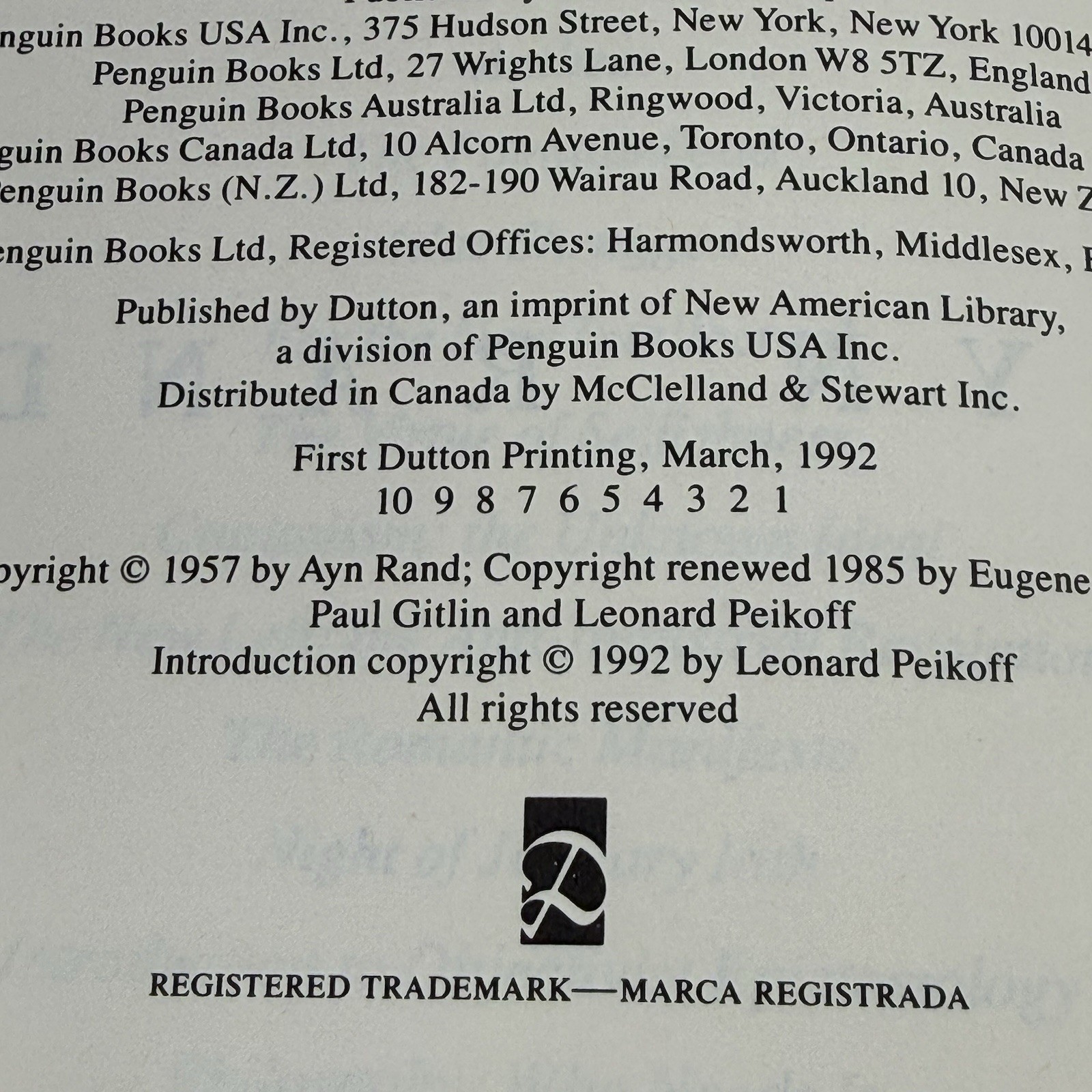 Ayn Rand ATLAS SHRUGGED: 35th Anniversary 1st Edition 1st Printing HC DJ