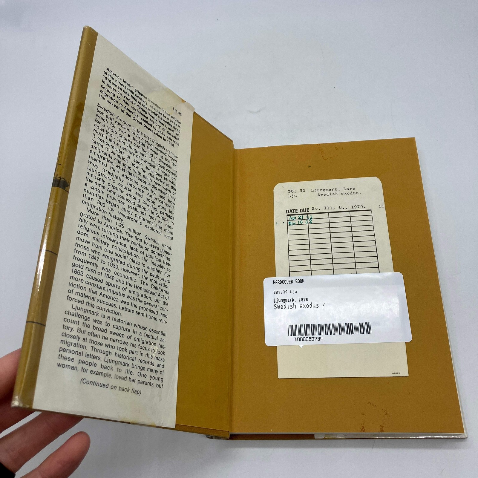 Swedish Exodus (1979) Lars Ljungmark Ex-Library Hardcover Dust Jacket Good
