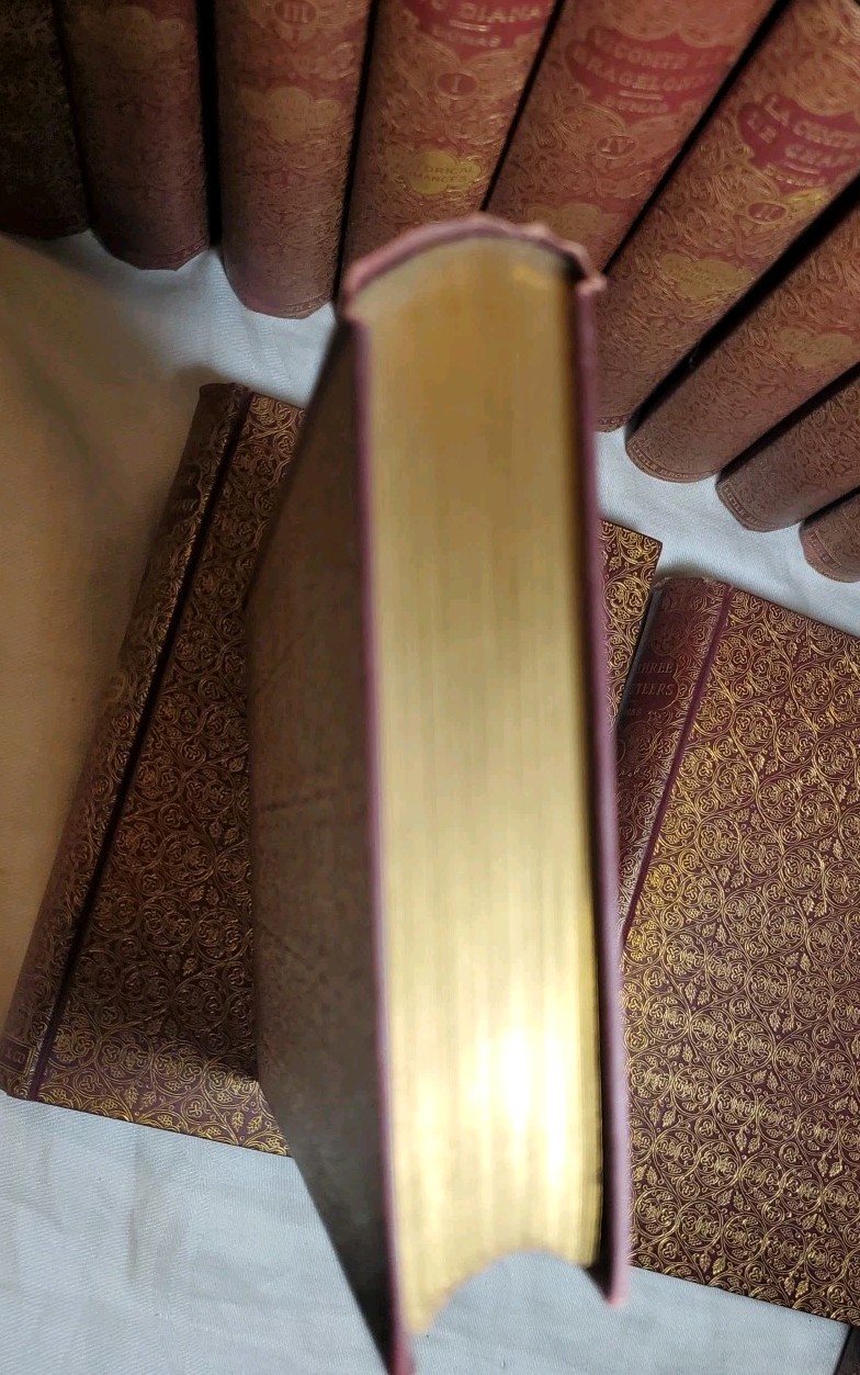 Volume Set Alexandre Dumas Up To 40 Books Fine Binding 1800s Red Gold Beautiful