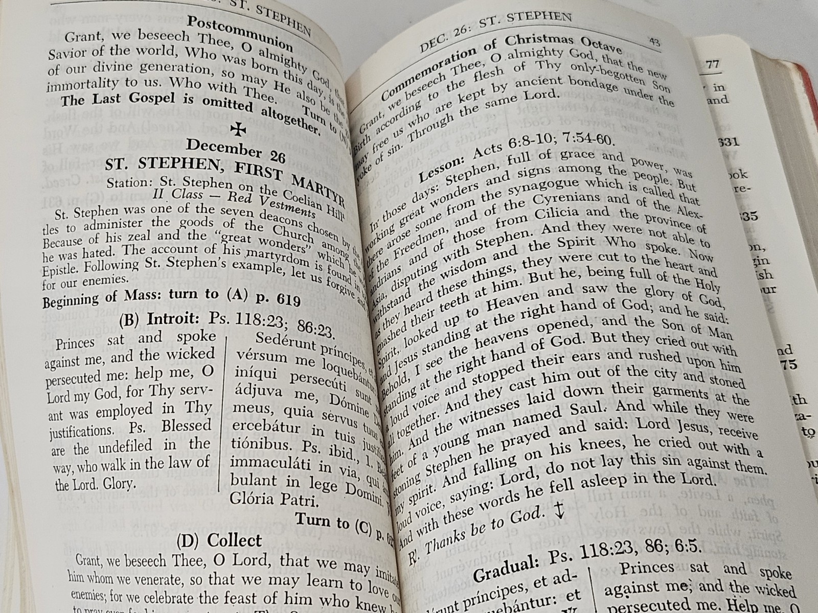 1964 St Paul Daily Missal Hardcover Ribbon Bookmarks 4×6.5 In. 2 In. Thick.
