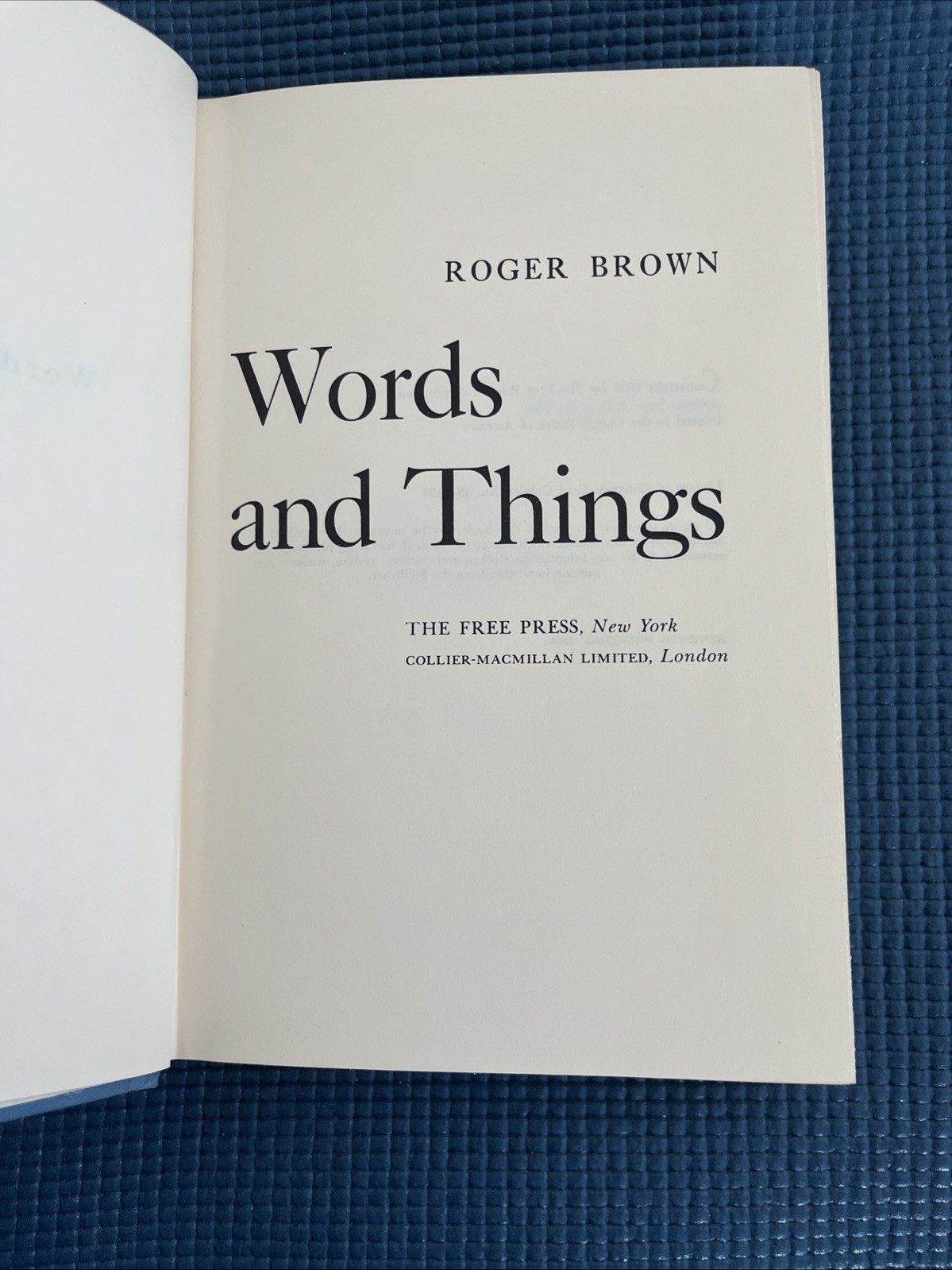 Words and Things Roger Brown Free Press HC + DJ SEVENTH PRINTING 1966