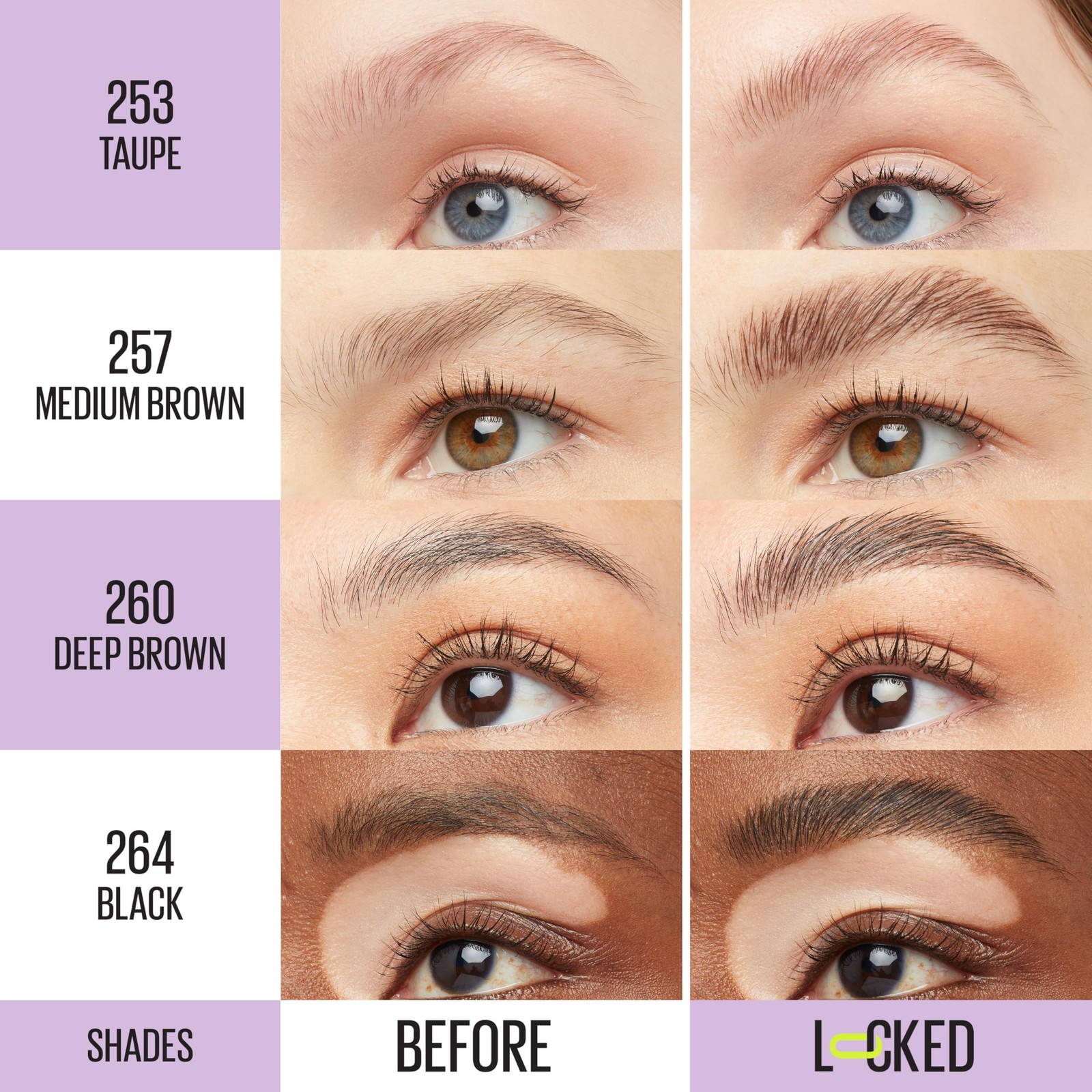 Maybelline Super Lock Brow Glue Eyebrow 0.23 Fl Oz (Pack of 1), 253 Taupe