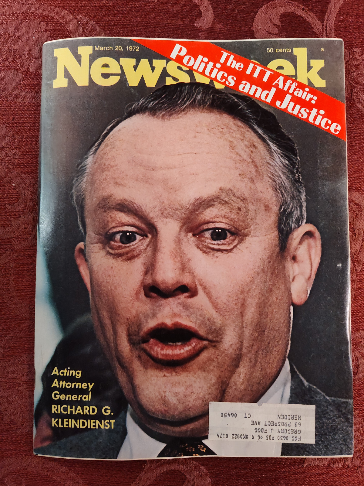 NEWSWEEK Magazine March 20 1972 3/72 RICHARD G. KLEINDIENST ITT