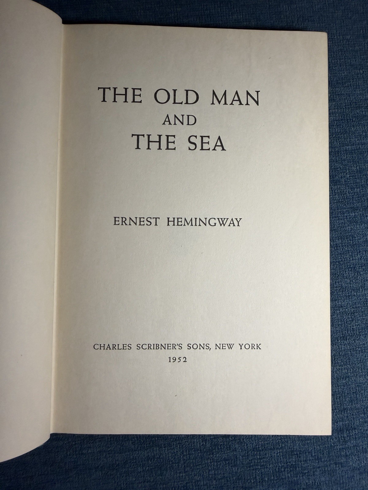 Hemingway Old Man and the Sea 1952 Scribner’s DJ Early Printing HC VG