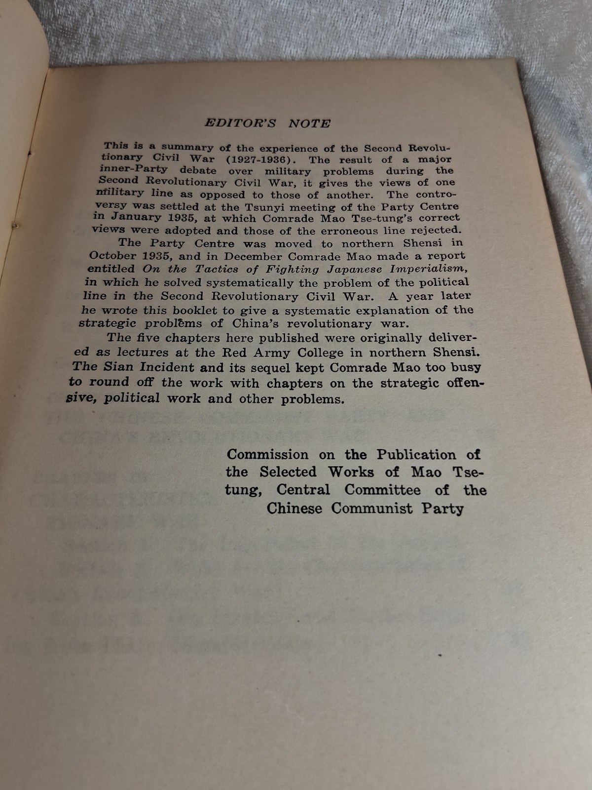 vintage 1st Edition Mao Tse-Tung strategic problems of chinas revolutionary war